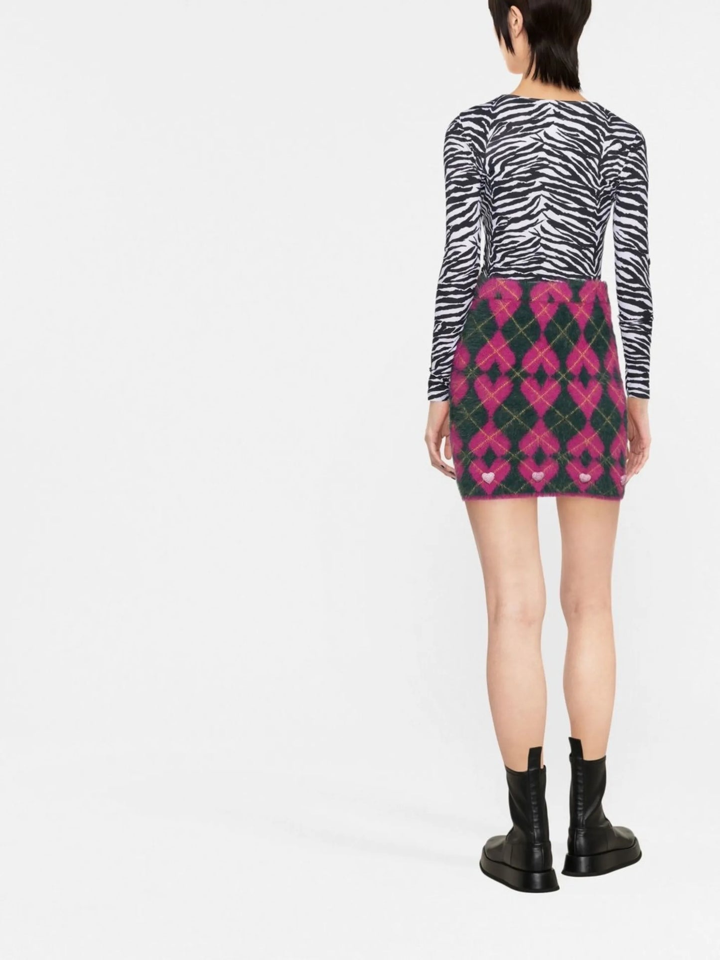 argyle intarsia knit skirt