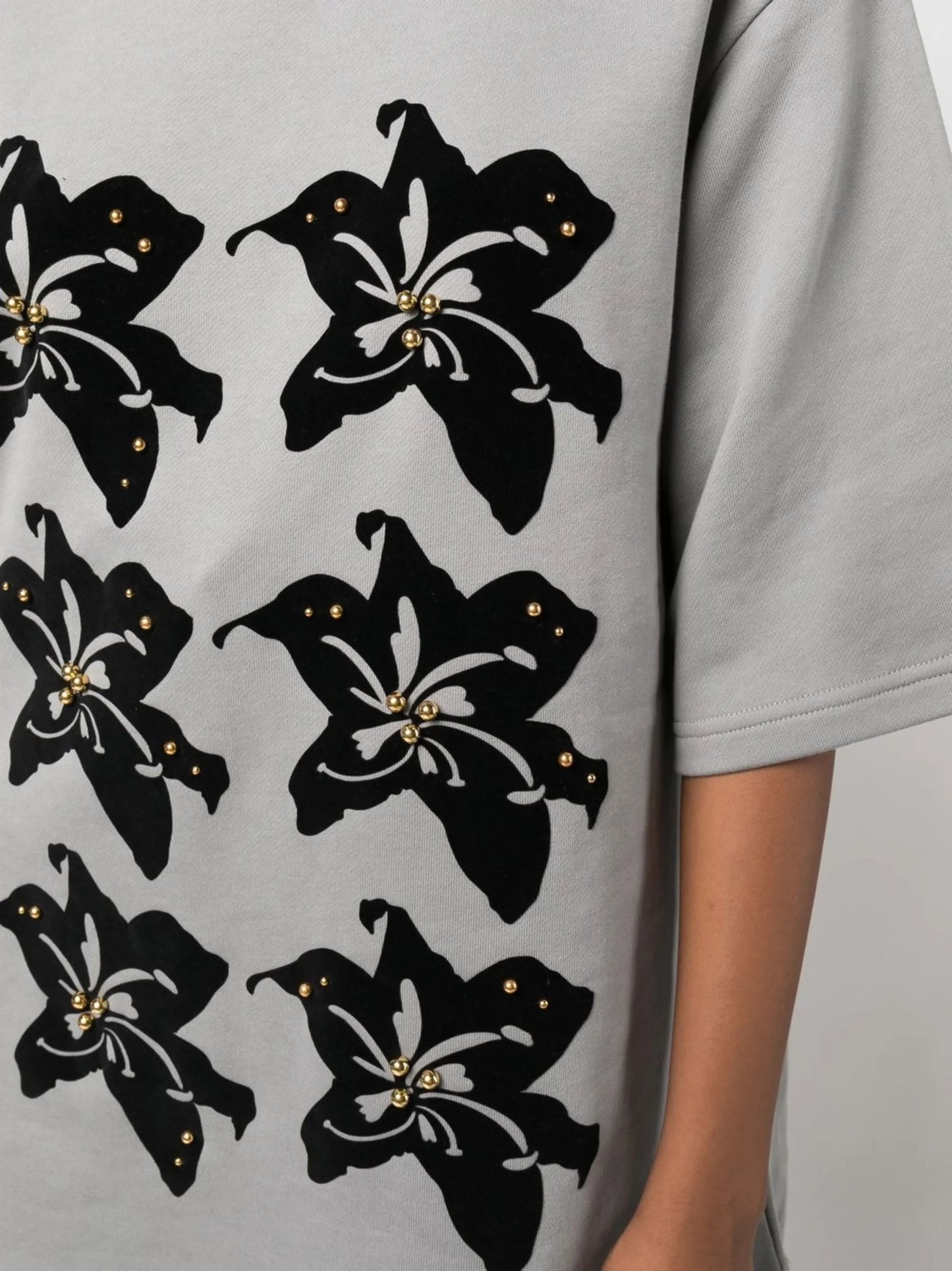 flocked-effect floral-print T-shirt