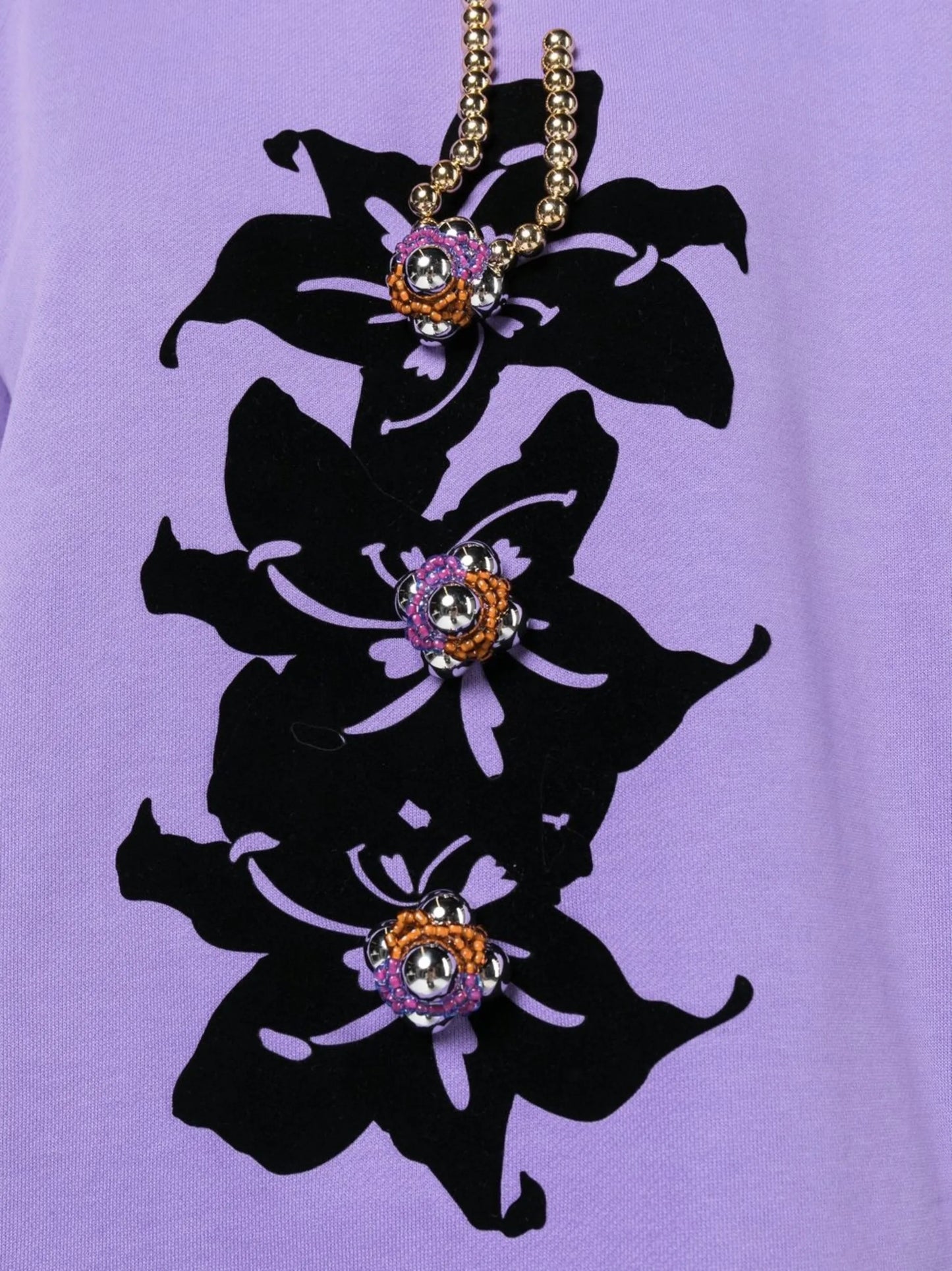 beaded graphic-print T-shirt