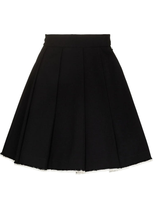 pleated raw-hem skirt