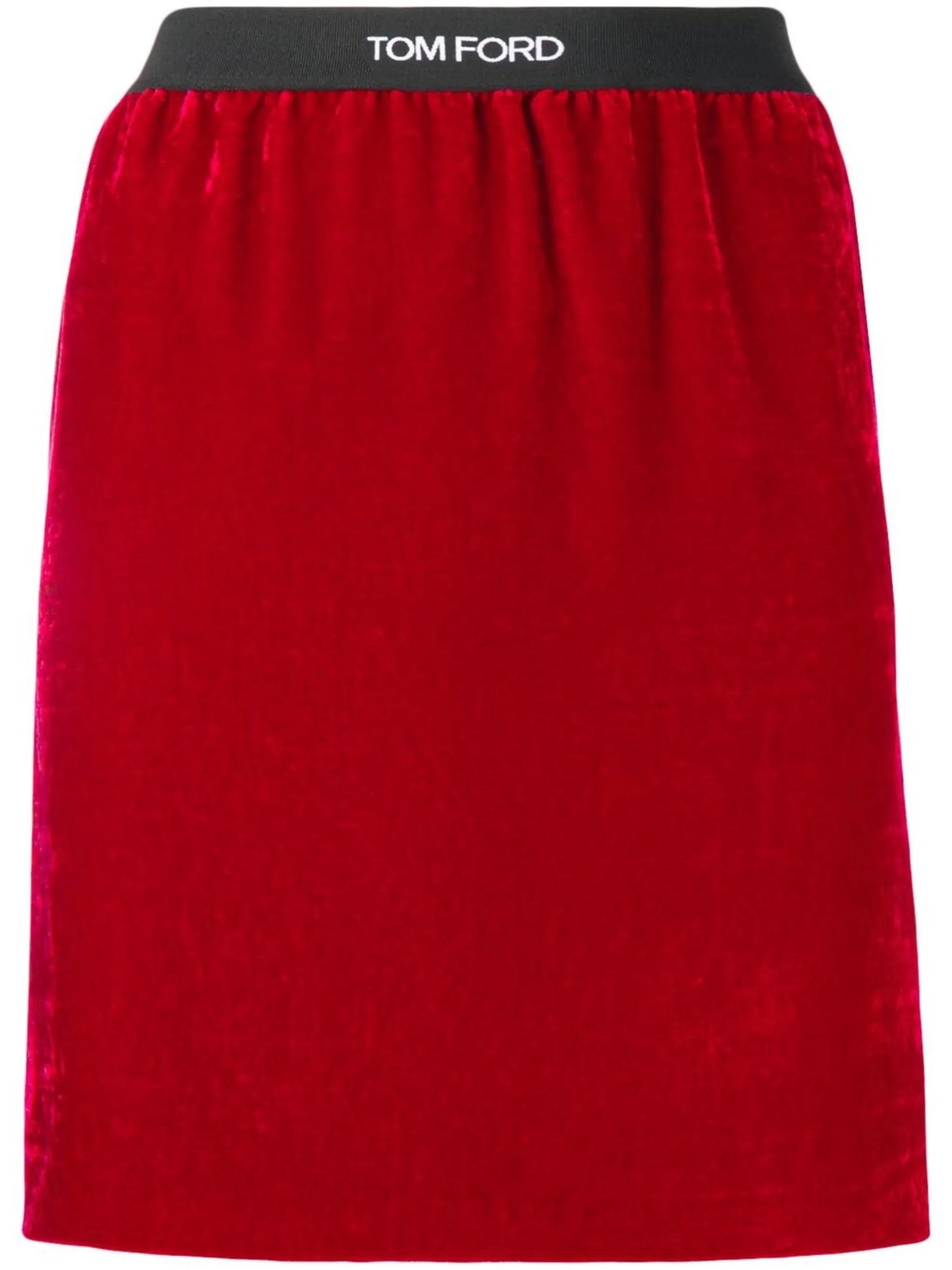 logo-waistband velvet miniskirt