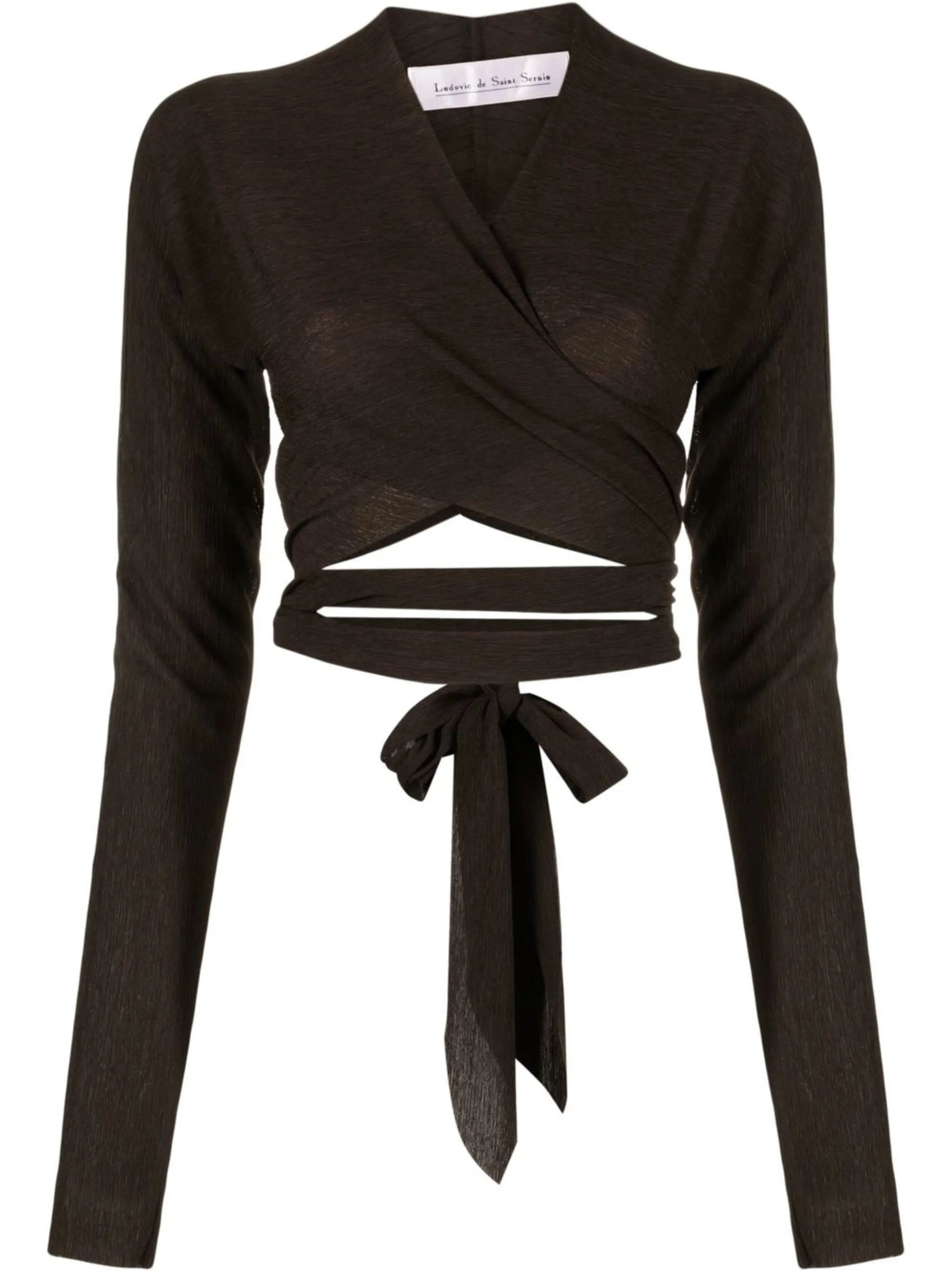 tie-fastening long-sleeve top