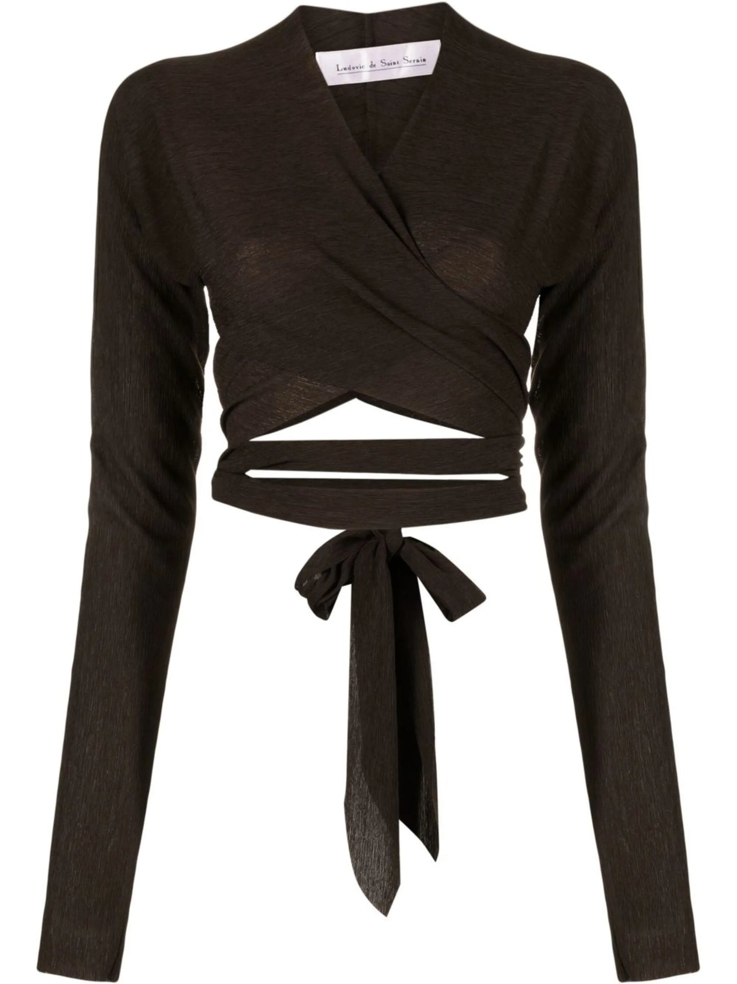tie-fastening long-sleeve top