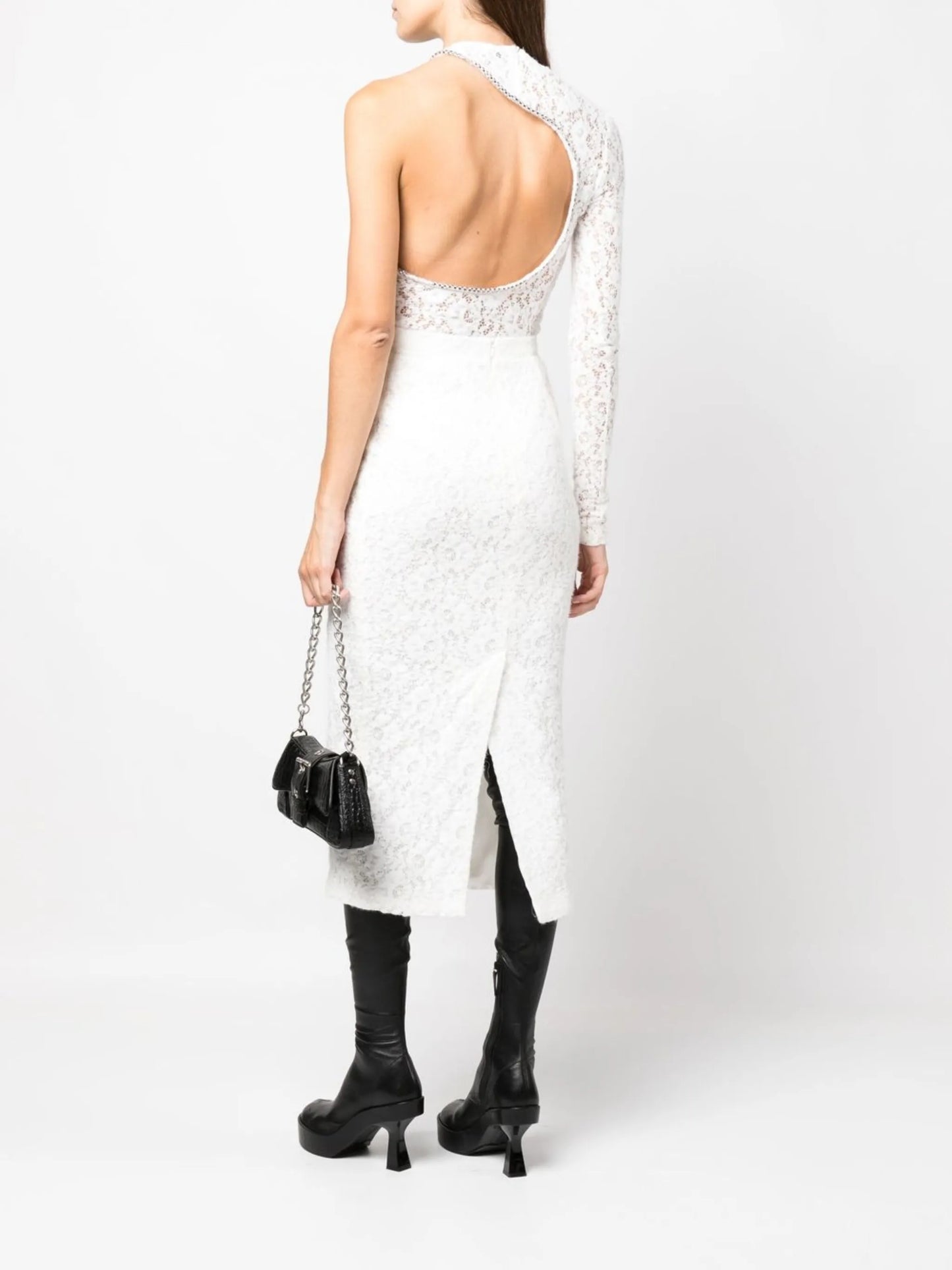 floral-lace pencil skirt