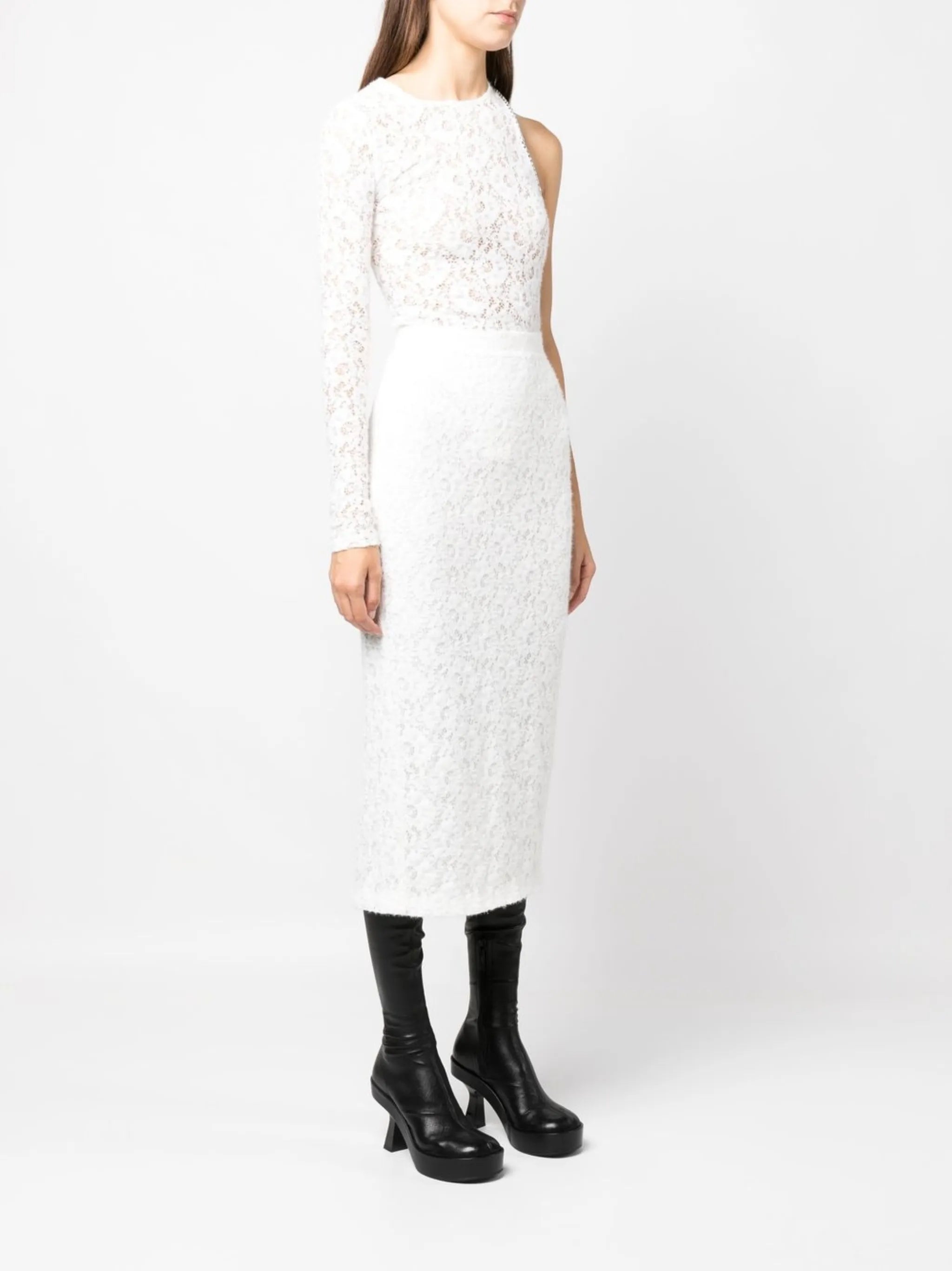 floral-lace pencil skirt