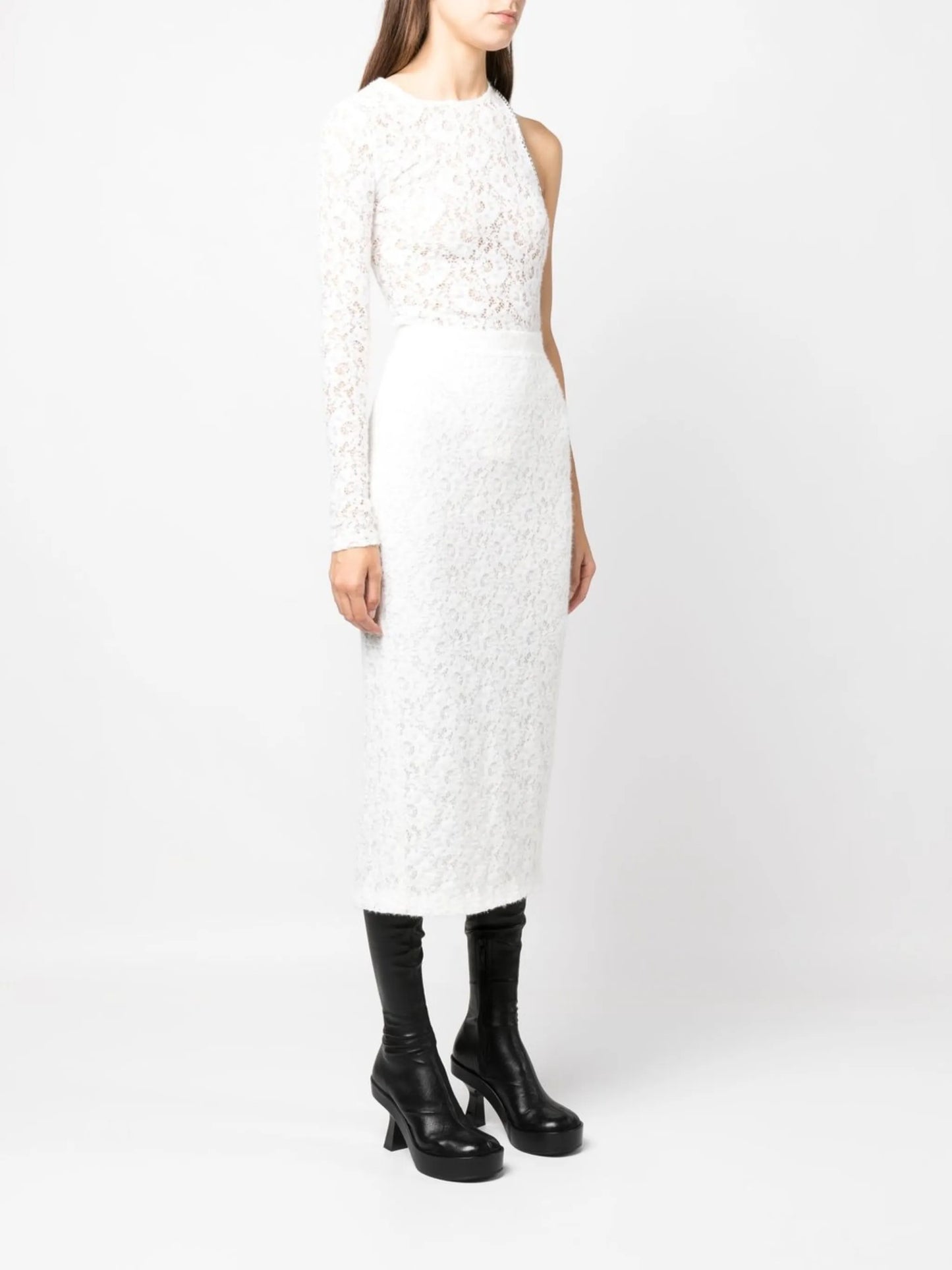 floral-lace pencil skirt
