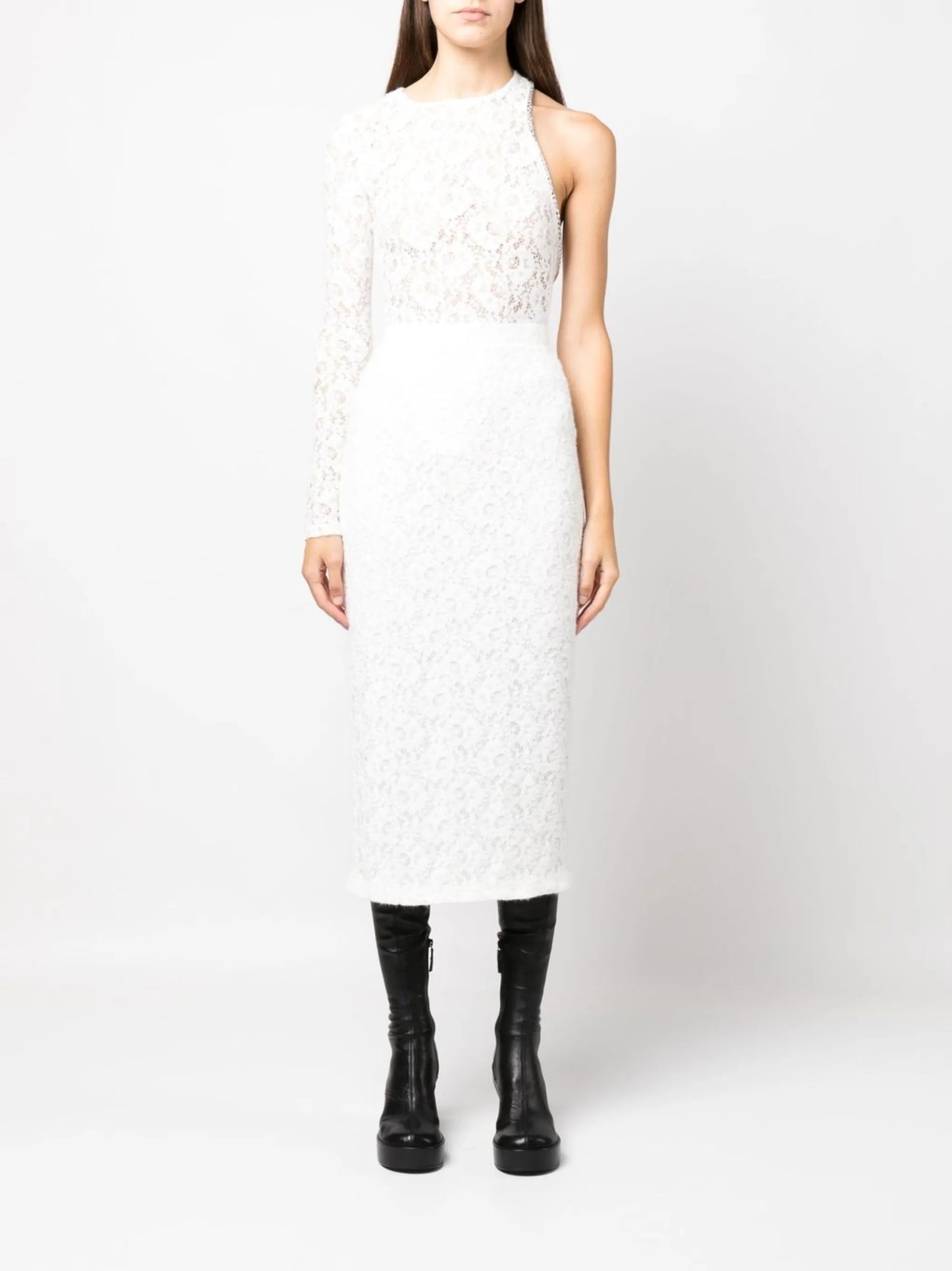 floral-lace pencil skirt