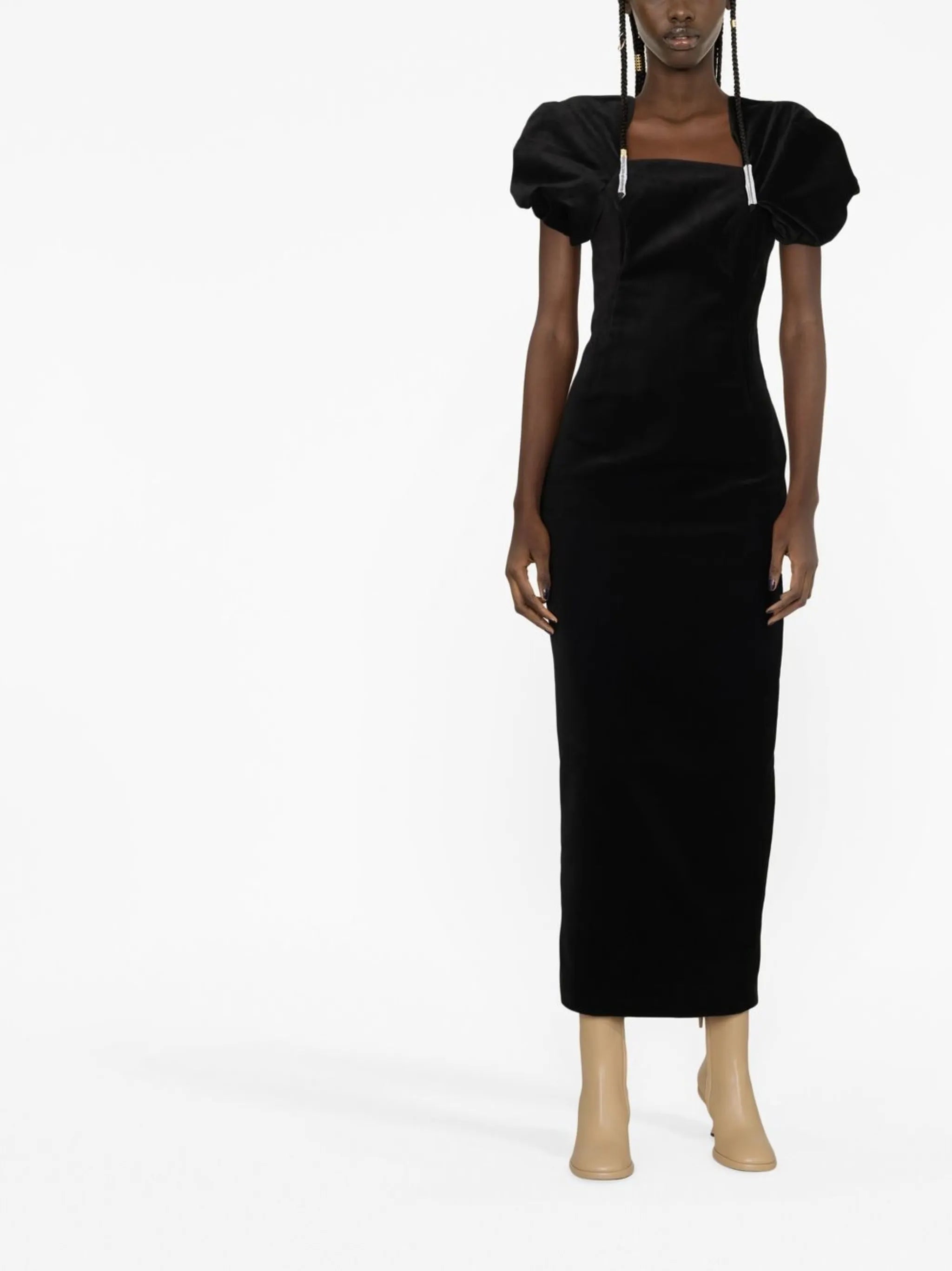 mid-length velvet dress