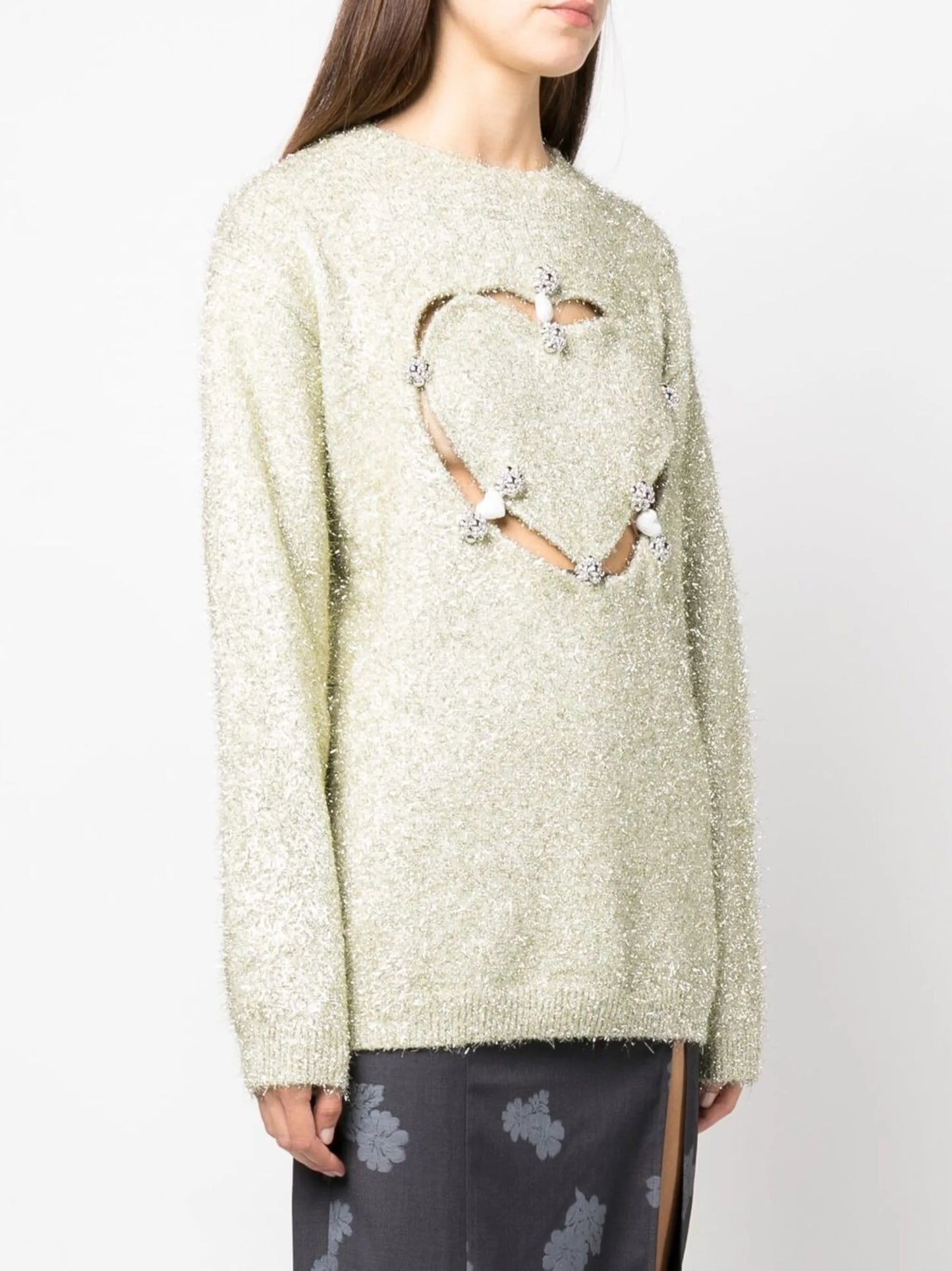 heart-motif knitted jumper