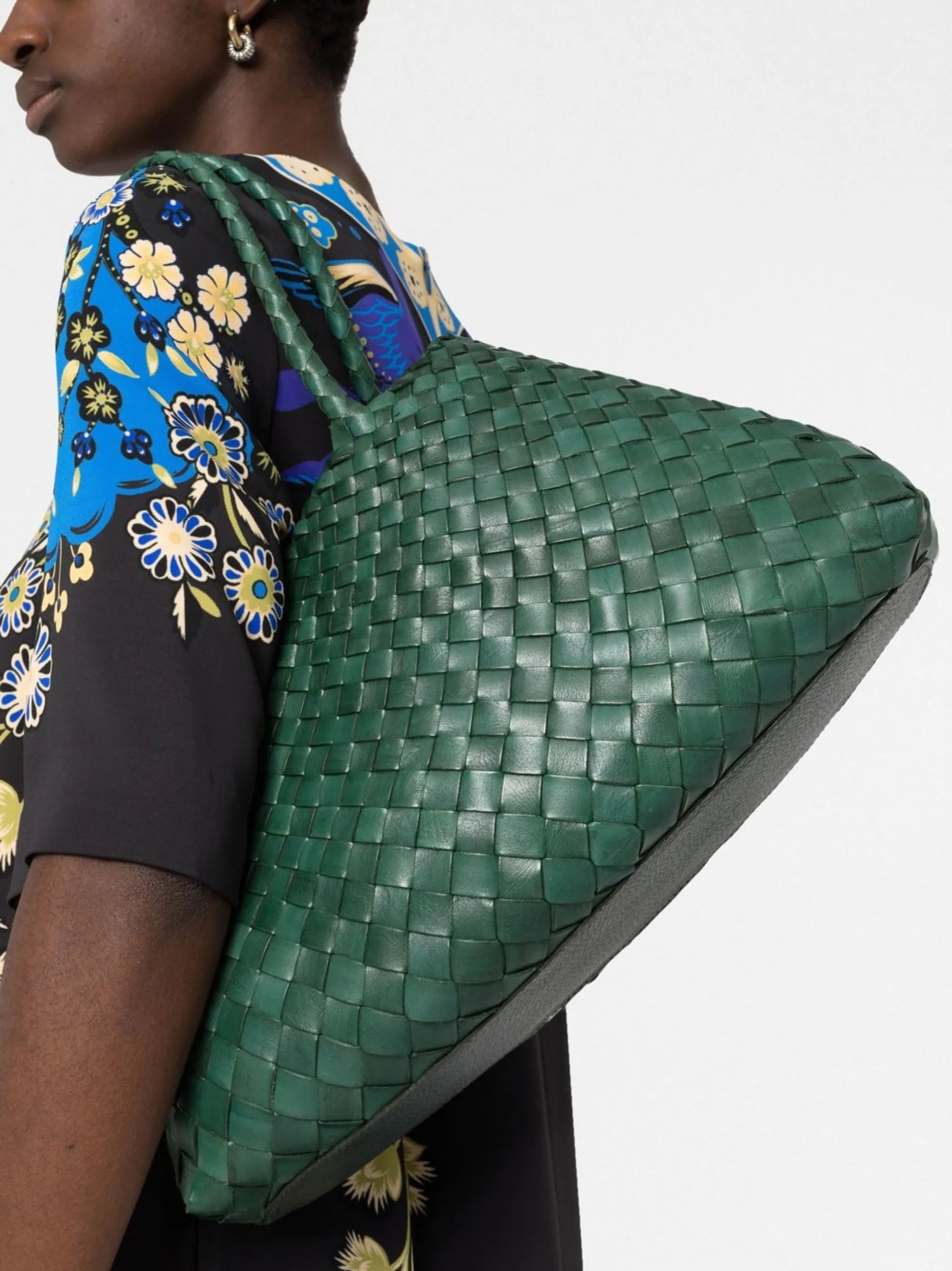 big Santa Croce woven leather shoulder bag
