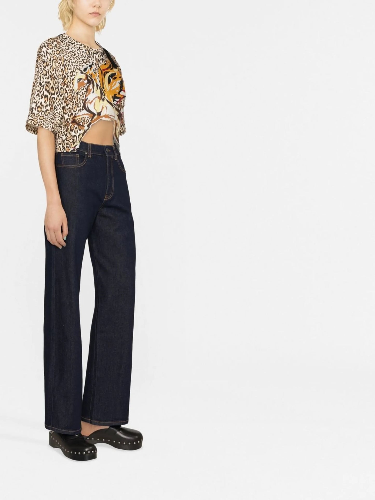 Pegaso-patch leopard-print T-shirt