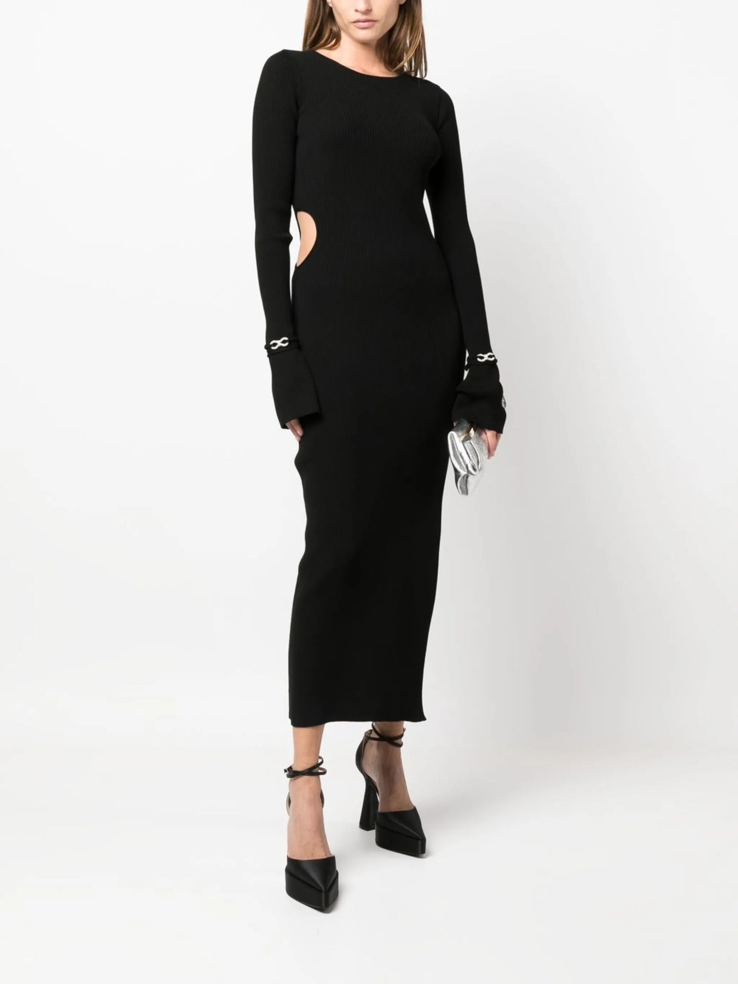 bow-embllished cut-out maxi dress