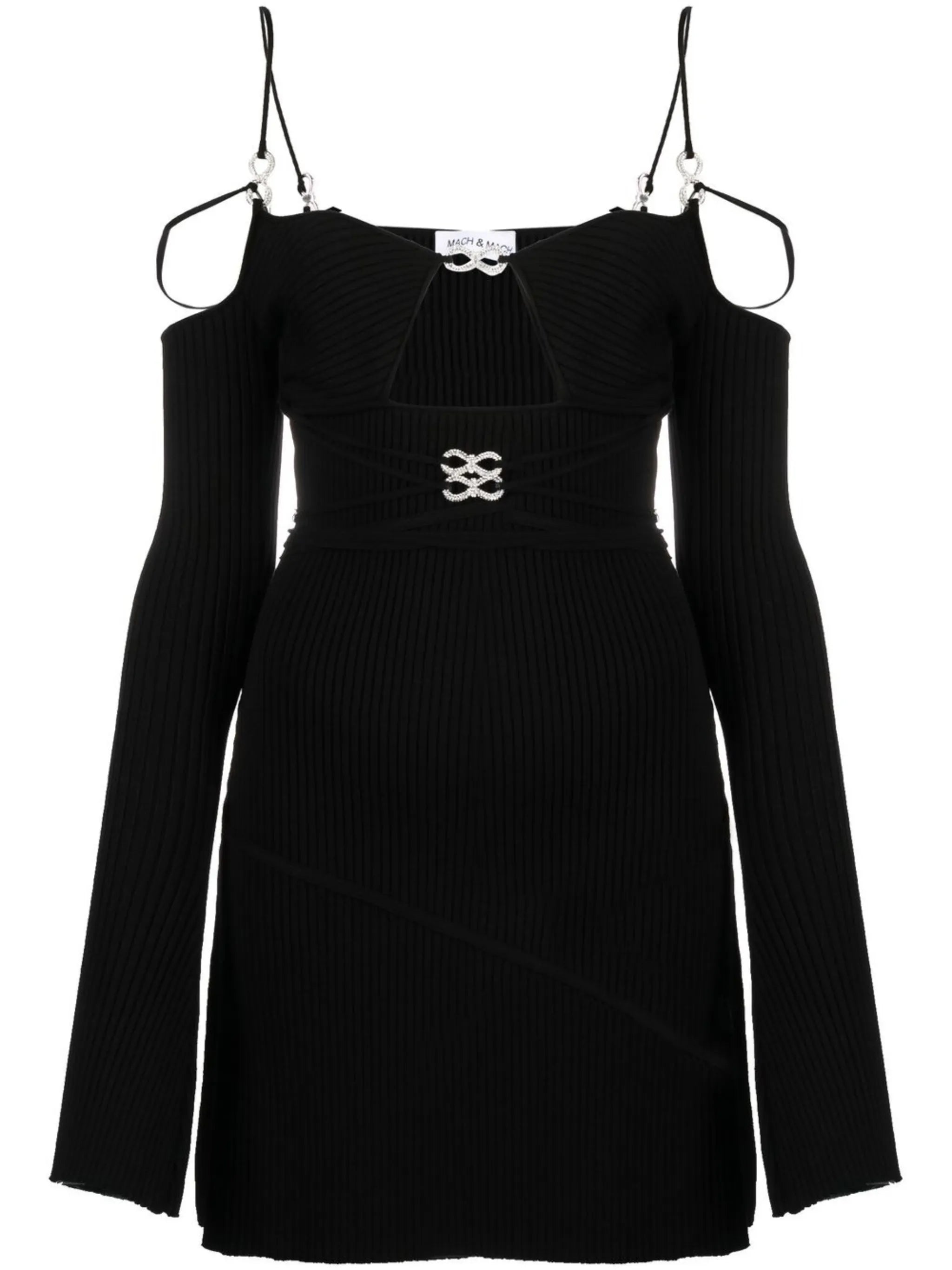 crystal-embellished bow mini dress