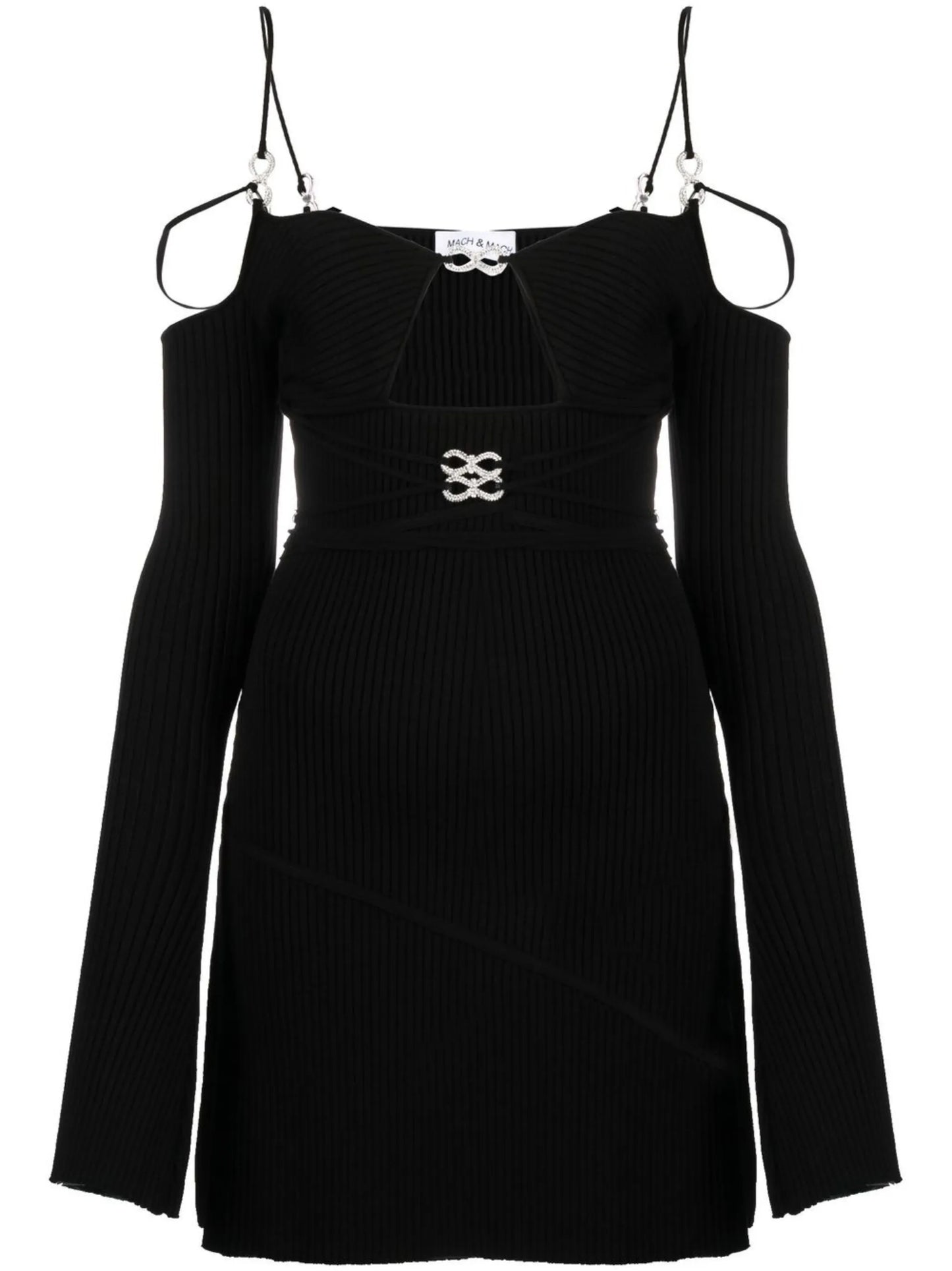 crystal-embellished bow mini dress