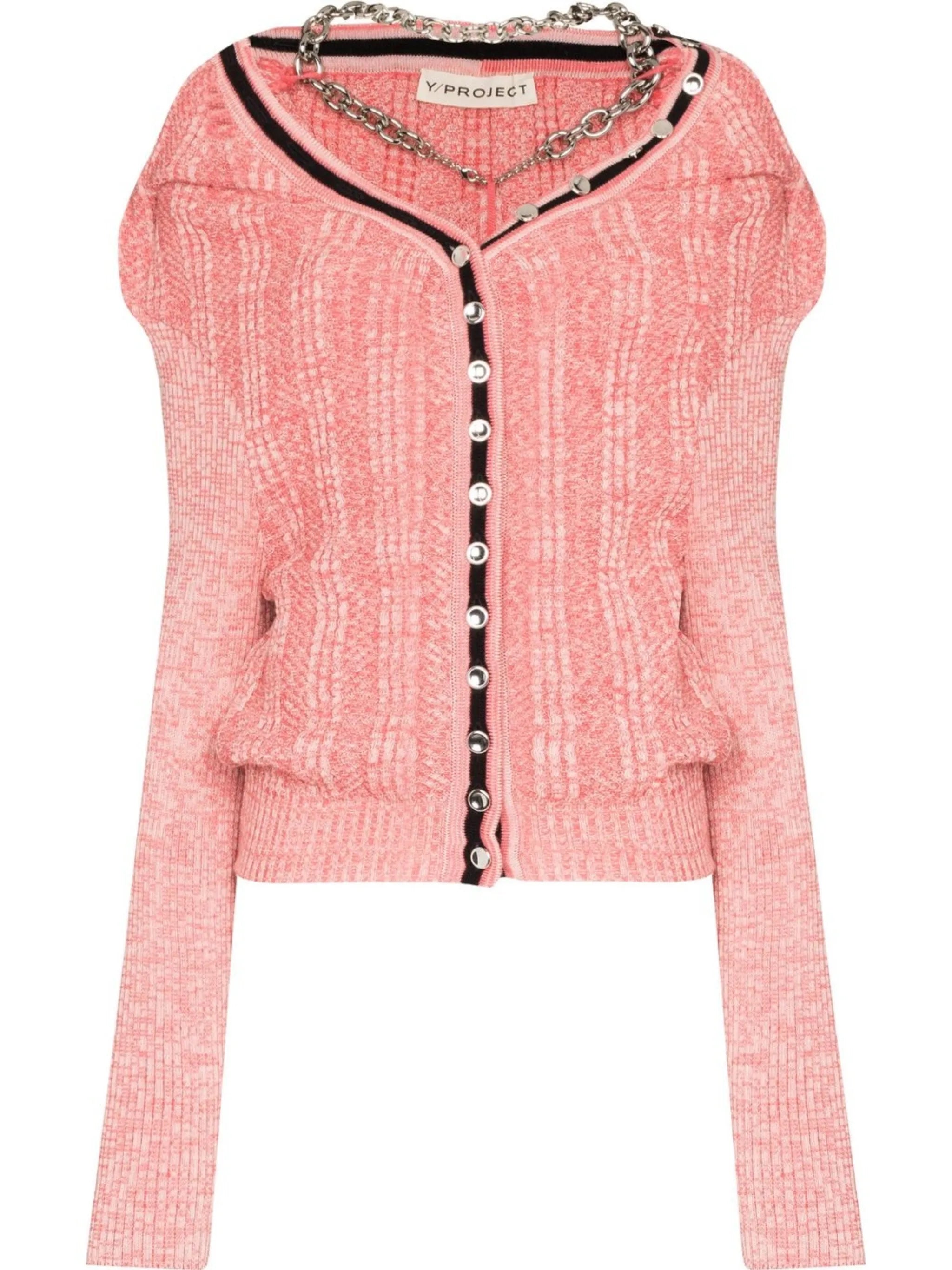 ruffle-detail ribbed-knit cardigan