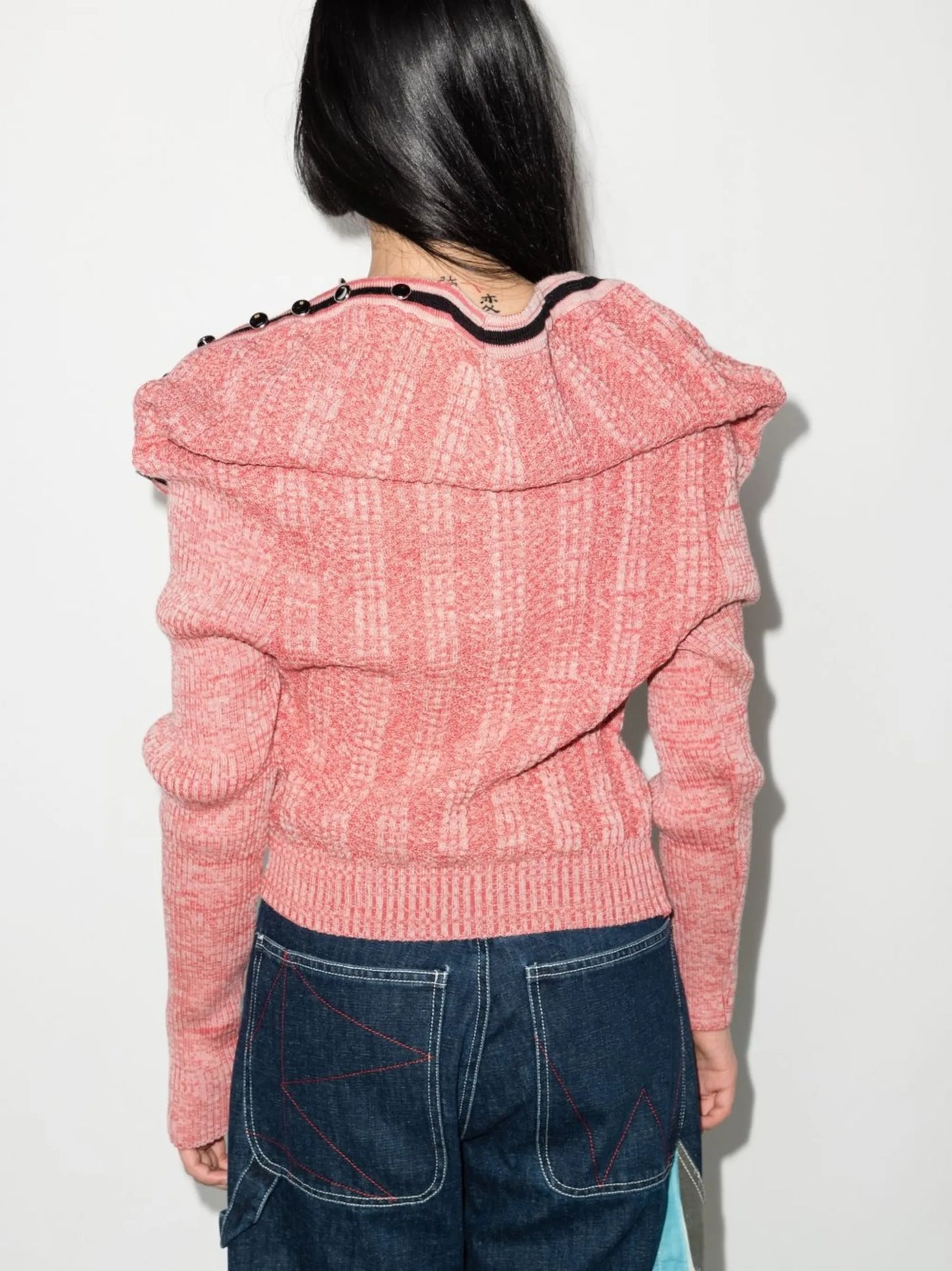 ruffle-detail ribbed-knit cardigan