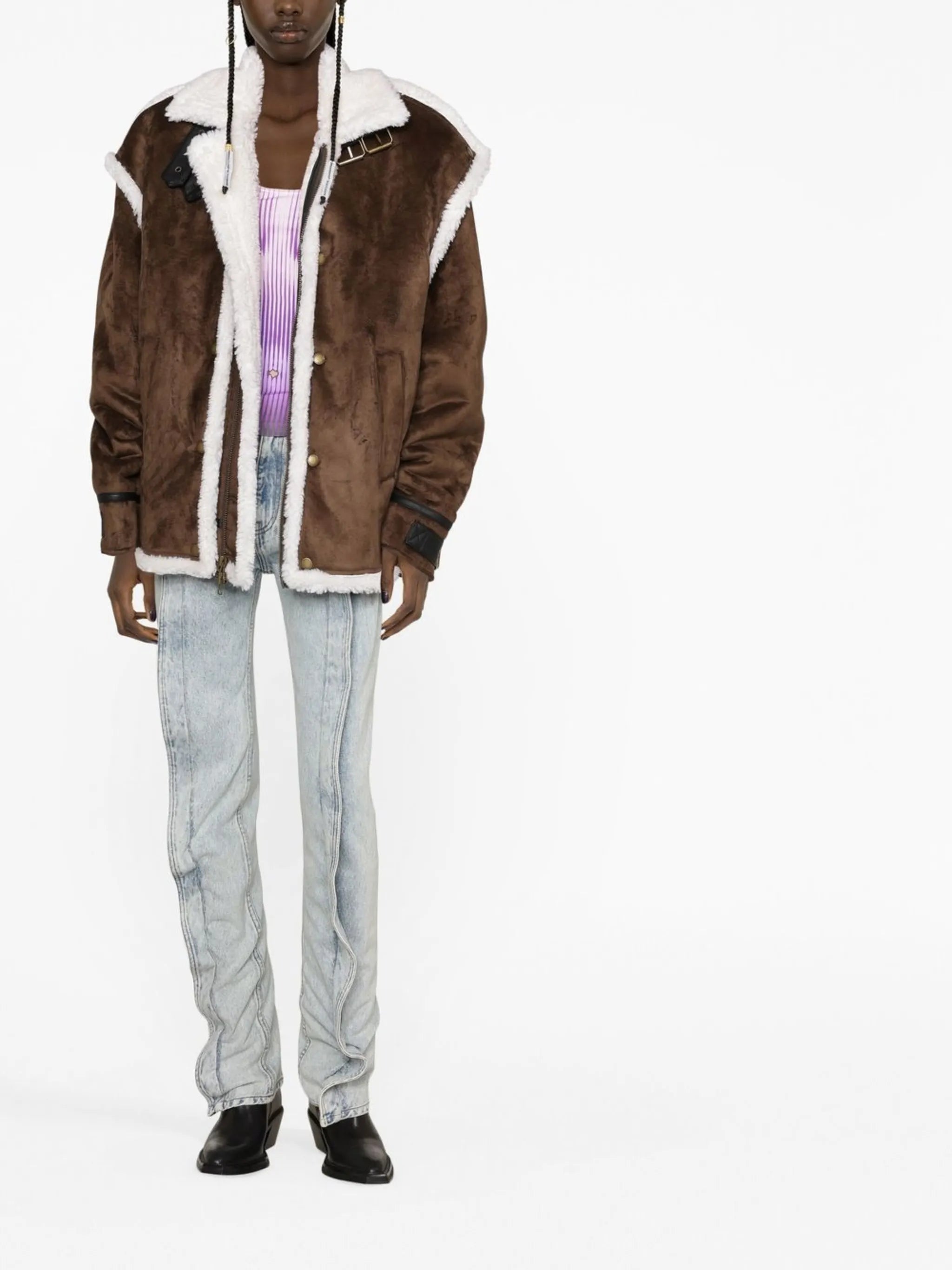 faux-shearling bomber jacket