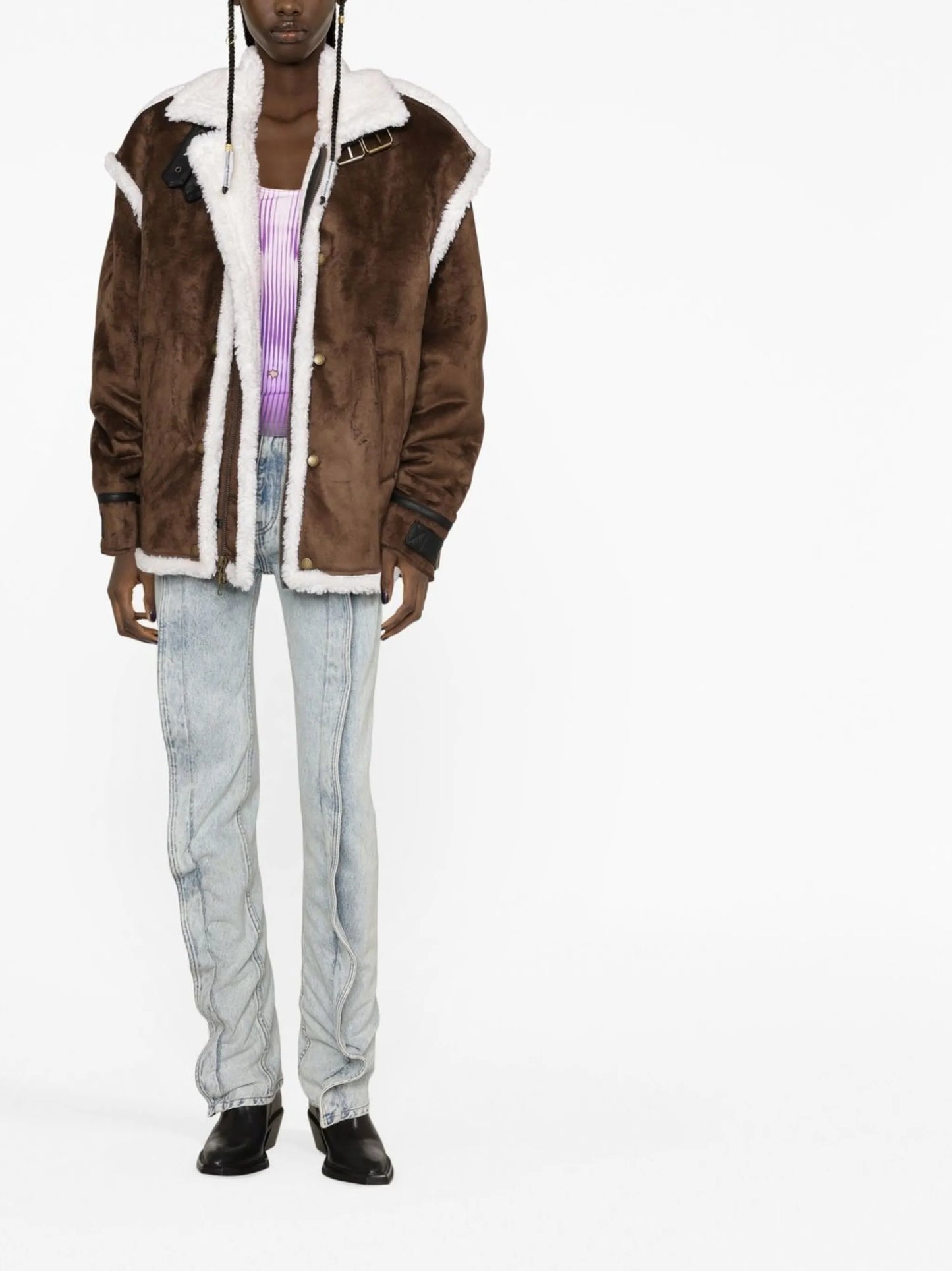 faux-shearling bomber jacket