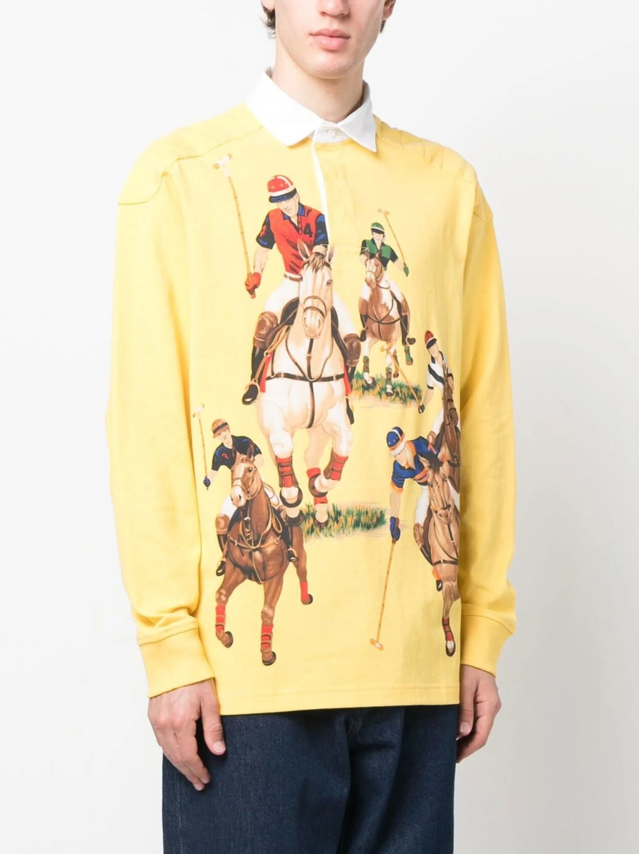 graphic-print rugby shirt