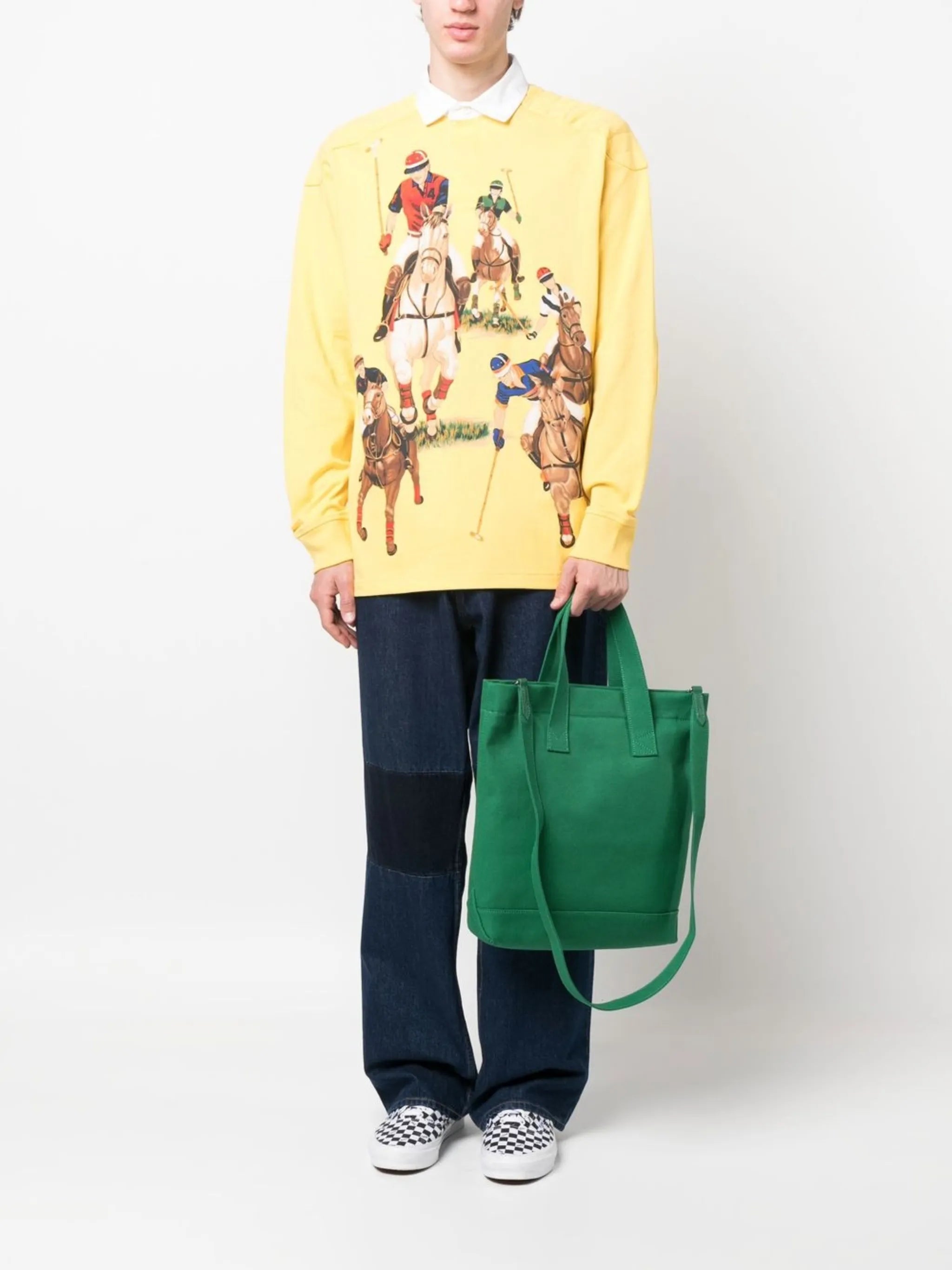 graphic-print rugby shirt