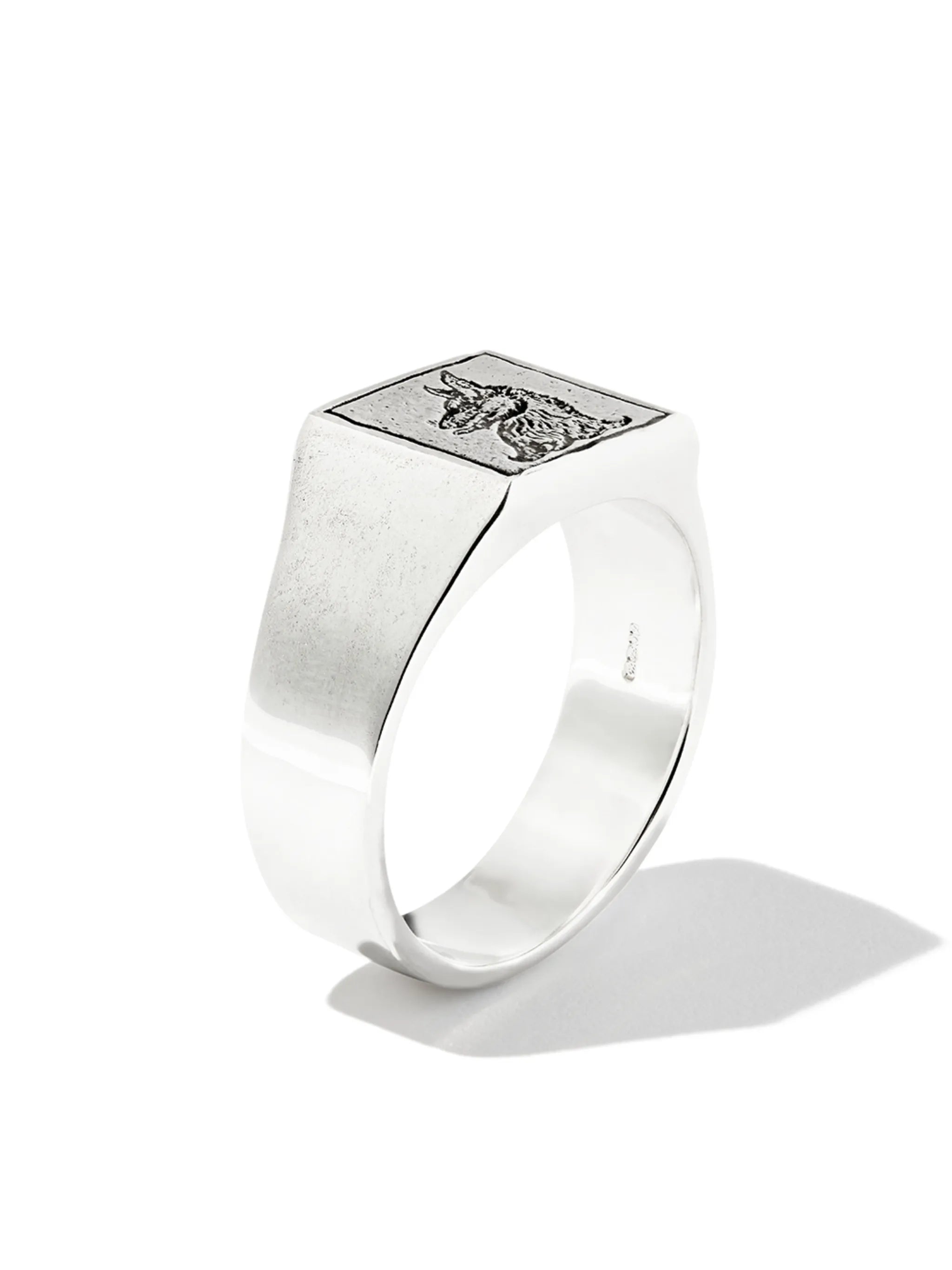 Wolf square signet ring