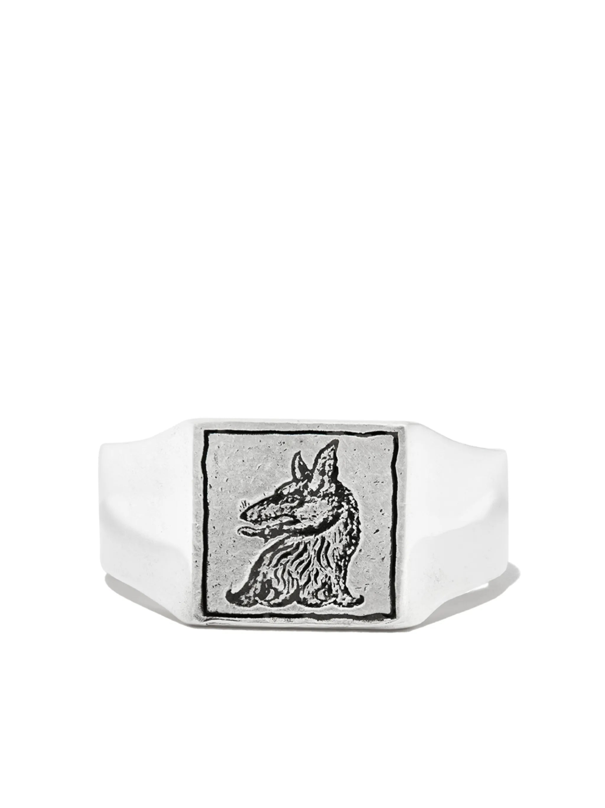 Wolf square signet ring