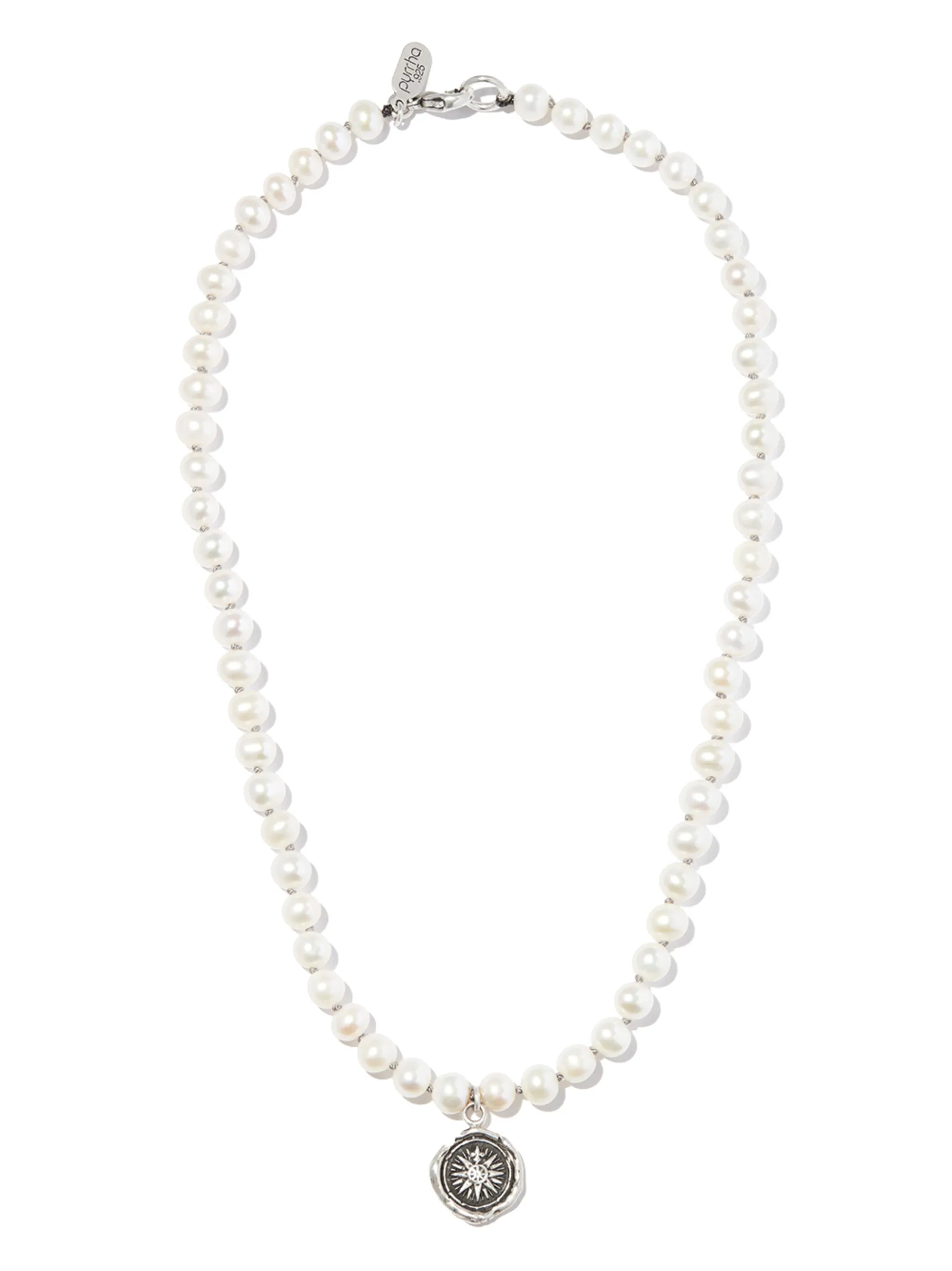 Direction pearl pendant necklace