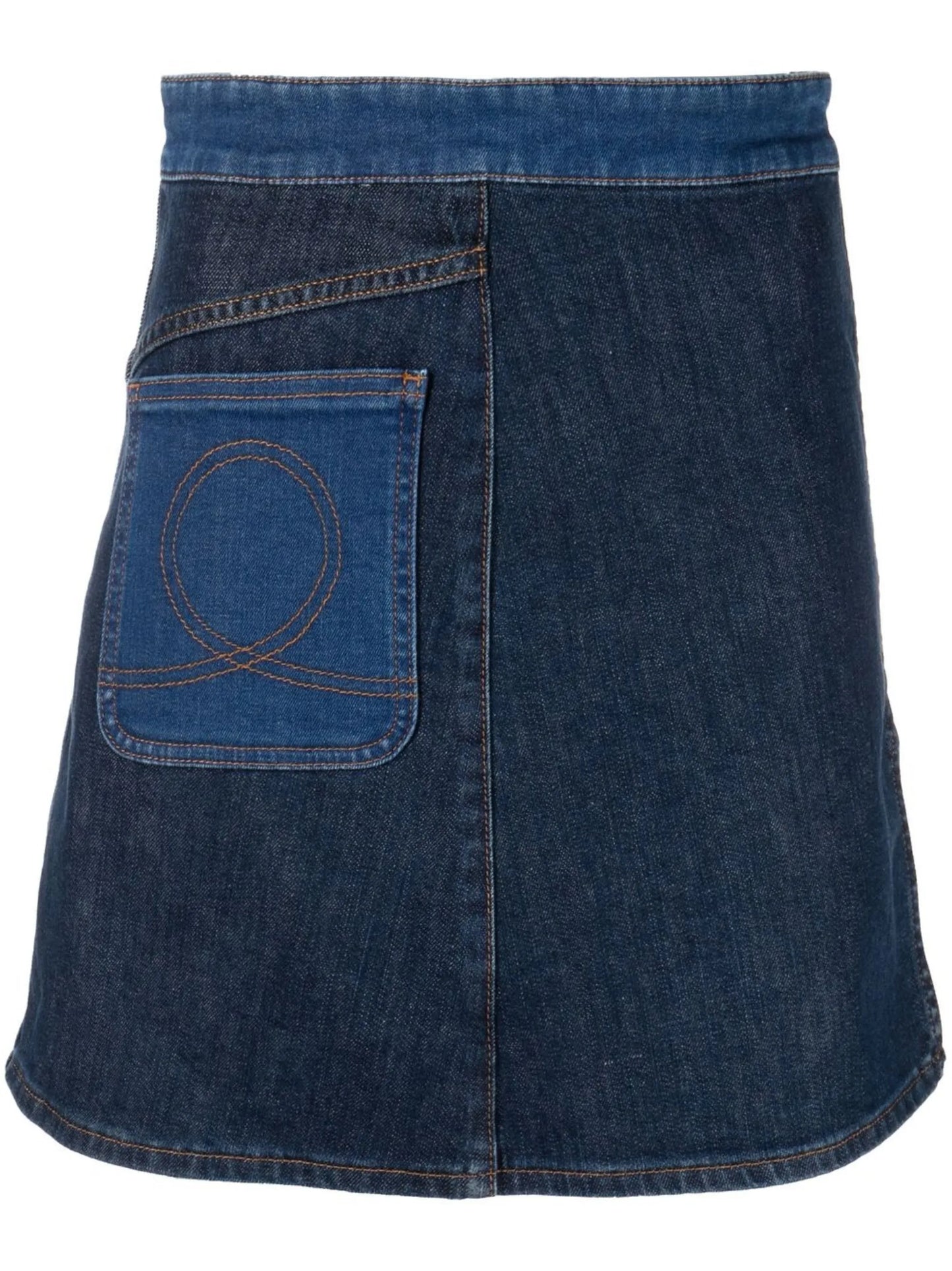 patchwork-detail denim skirt
