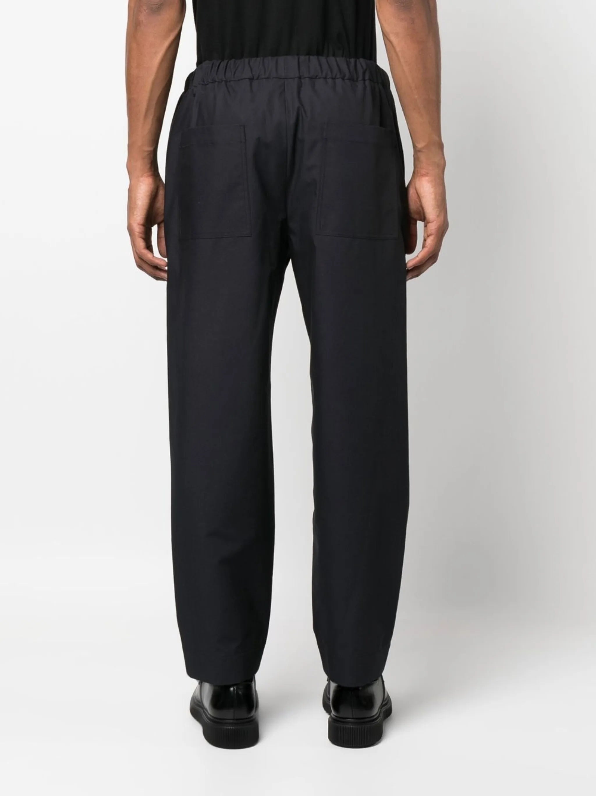 elasticated straight-leg trousers