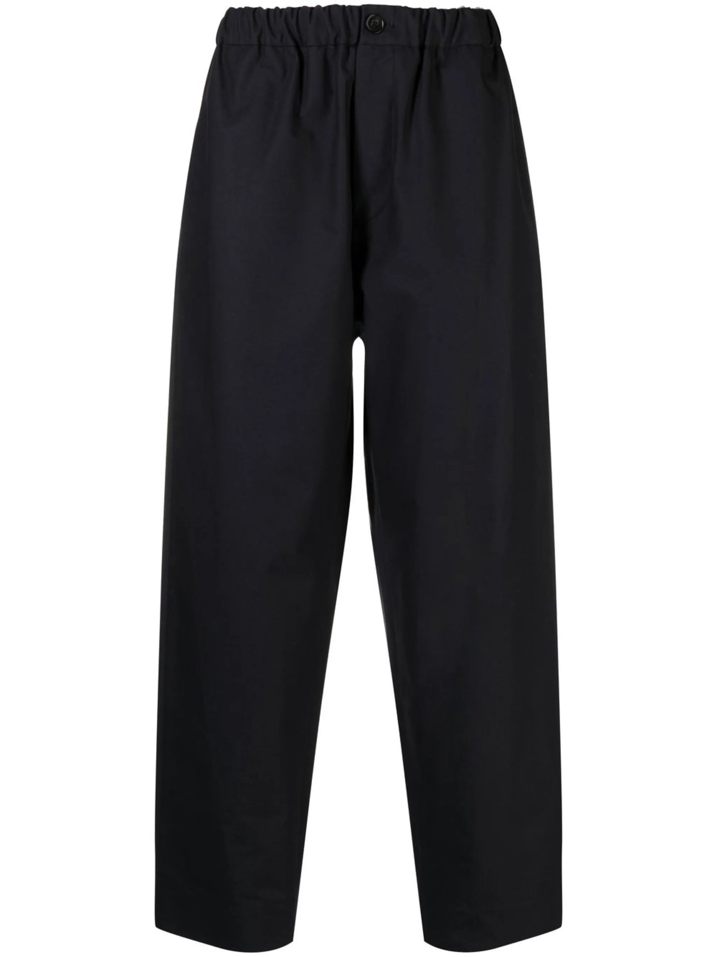 elasticated straight-leg trousers