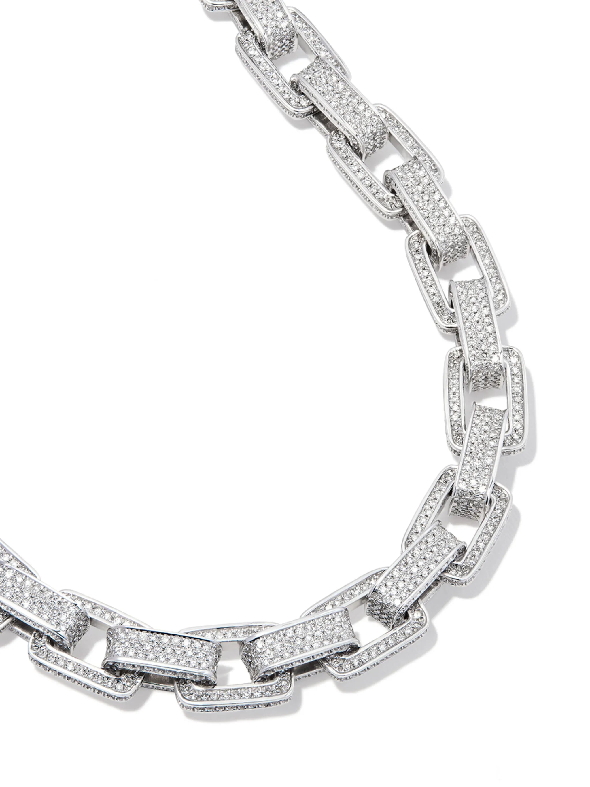 18K white gold chain-link diamond bracelet