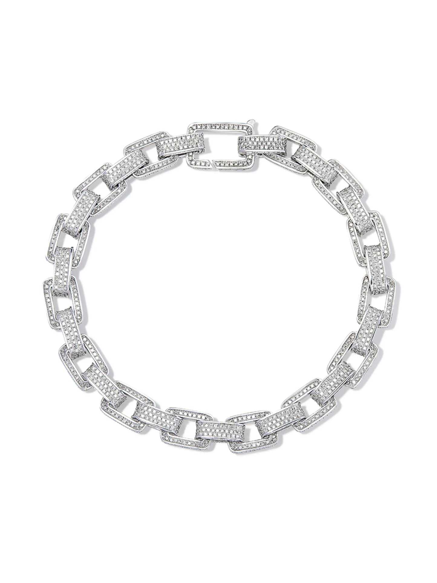 18K white gold chain-link diamond bracelet