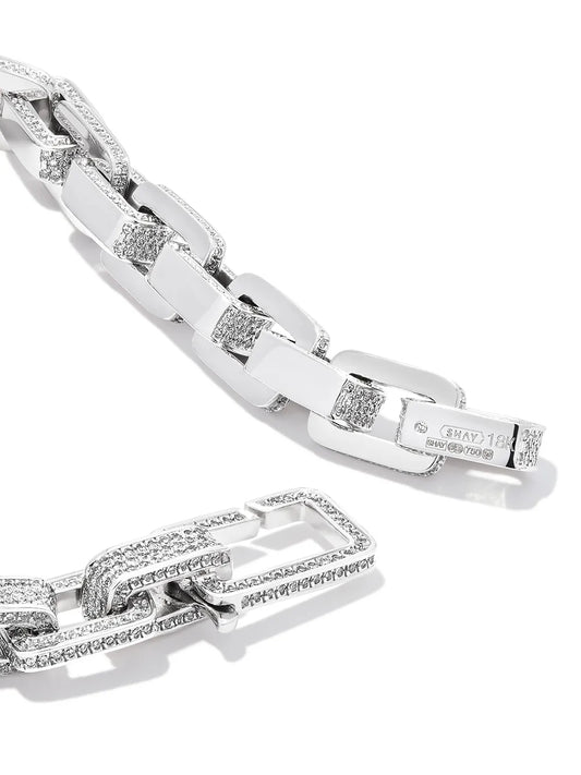 18K white gold chain-link diamond bracelet