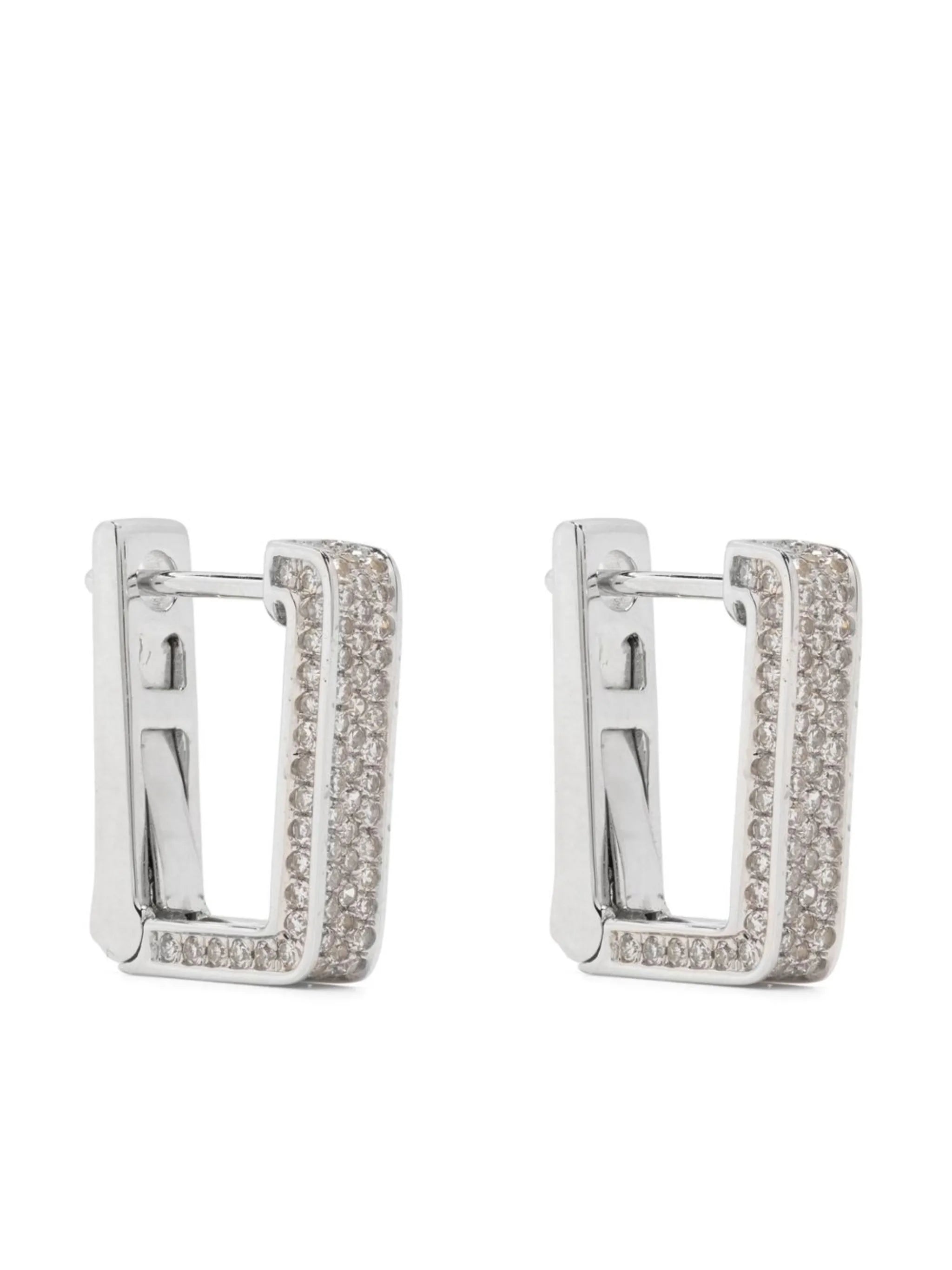 18kt White Gold Deco pavé diamods earrings