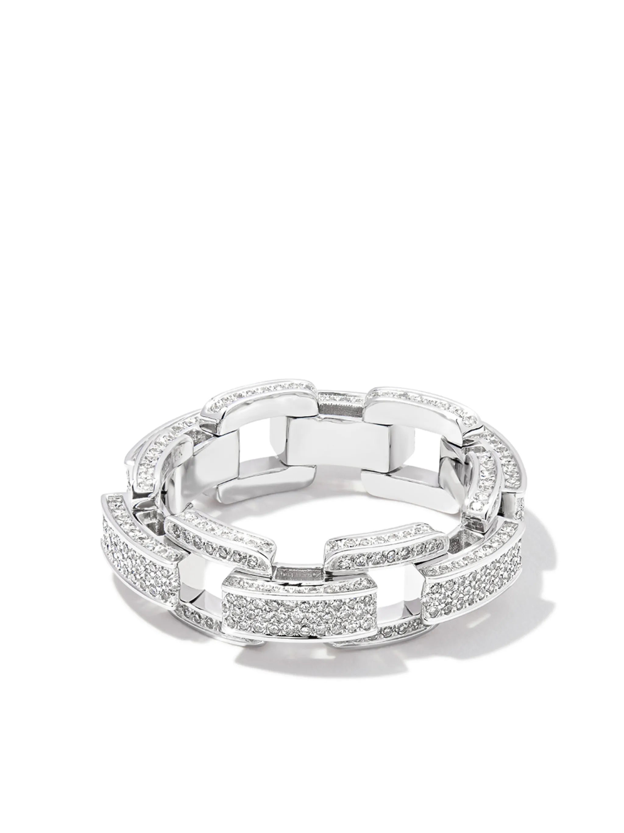 18K white gold deco link diamond ring