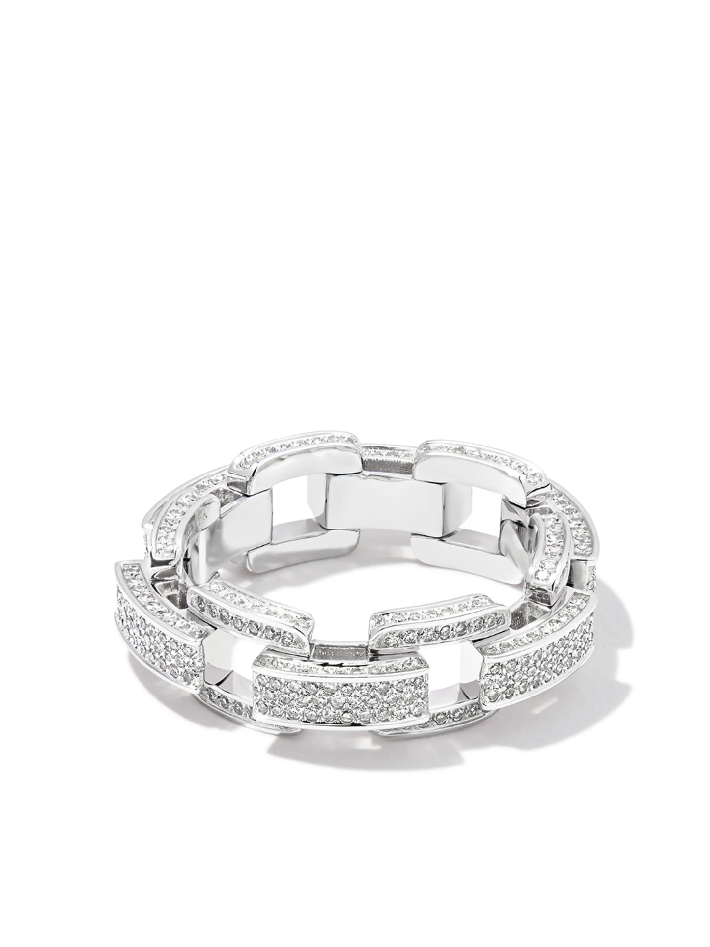 18K white gold deco link diamond ring