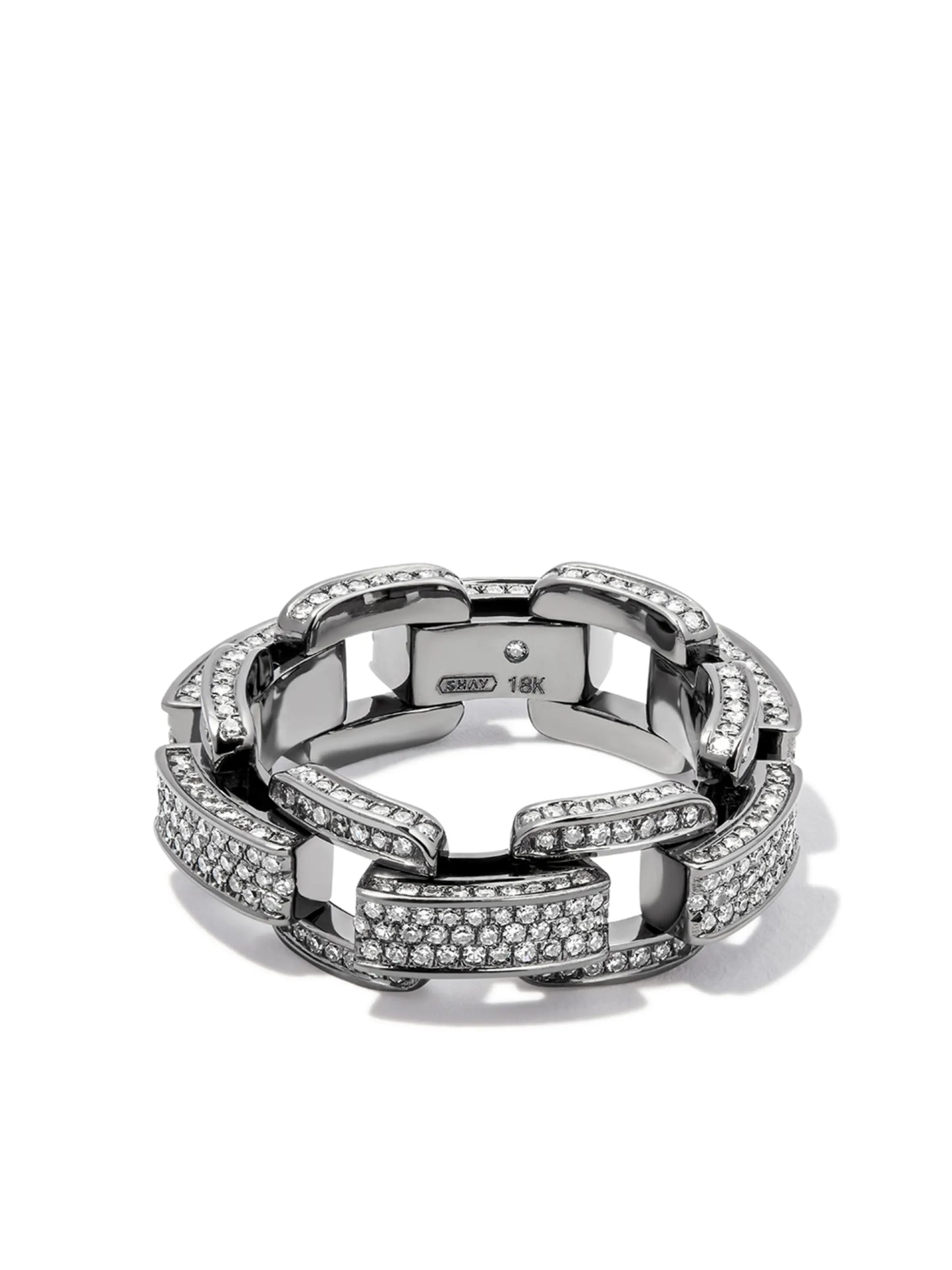 18K black gold diamond chain-link ring