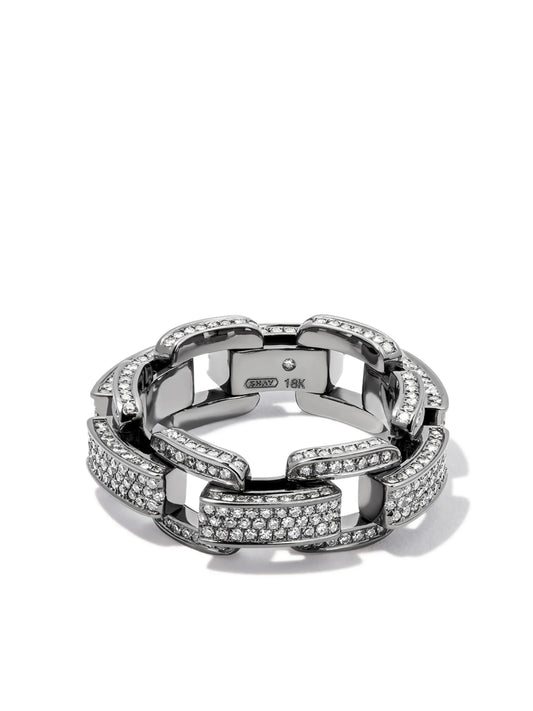 18kt black gold diamond chain-link ring
