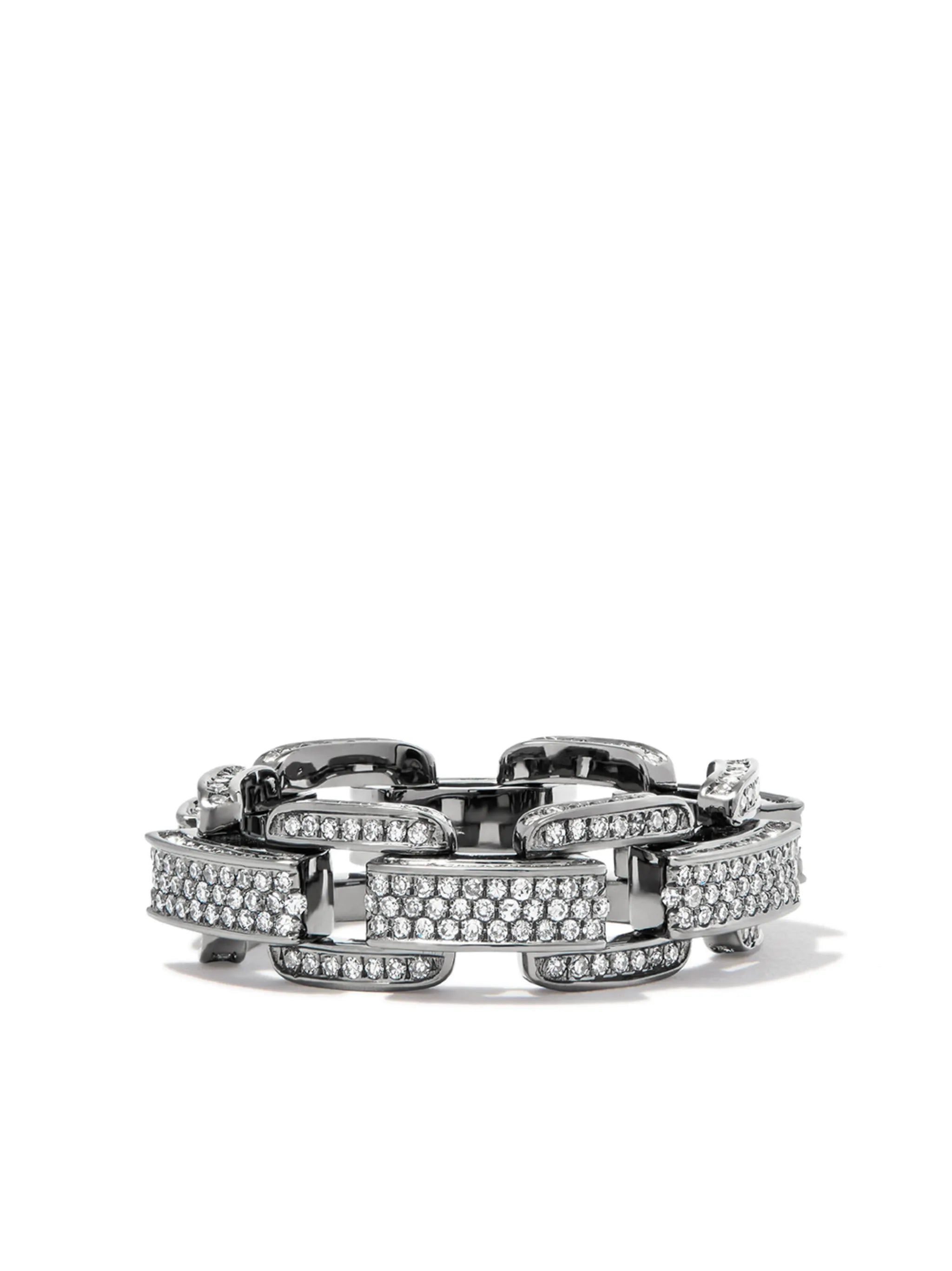 18K black gold diamond chain-link ring