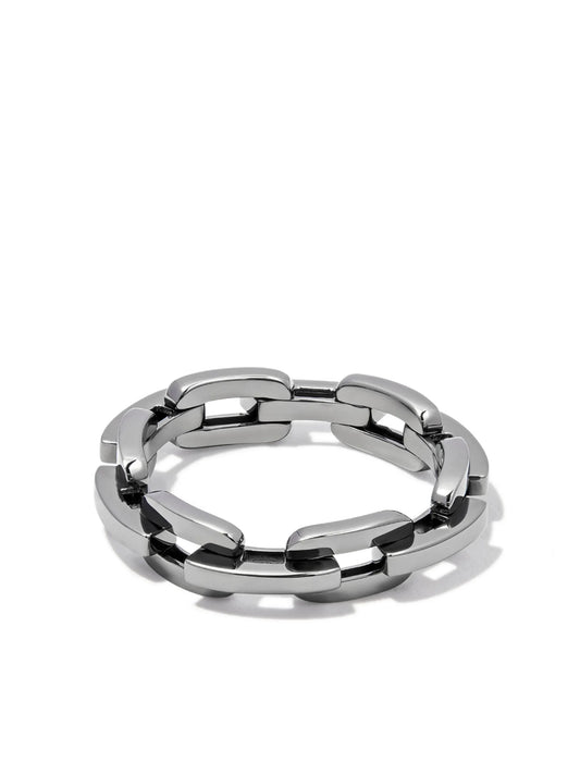 18K black gold mini deco chain-link ring