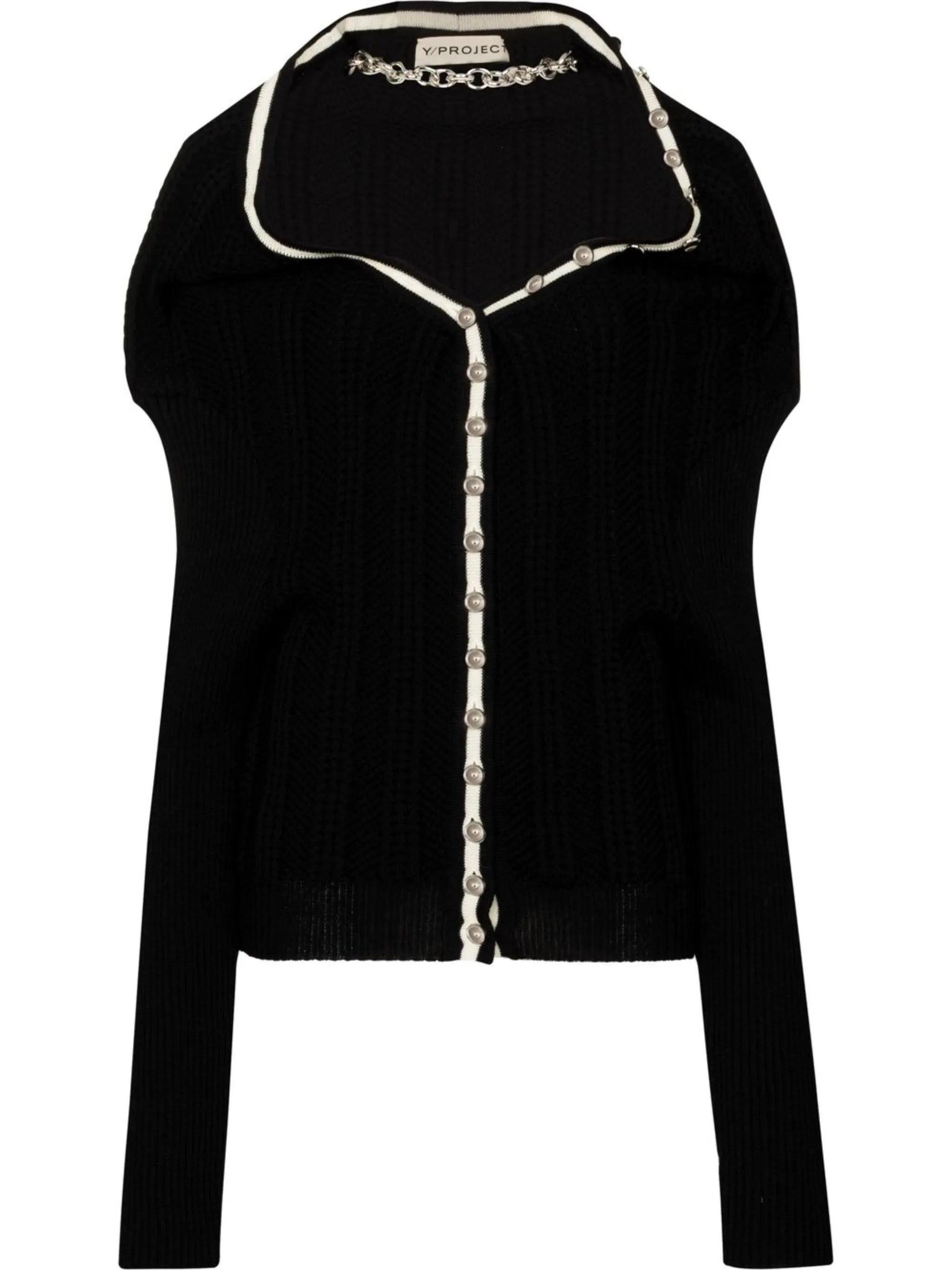 ruffle-detail ribbed-knit cardigan