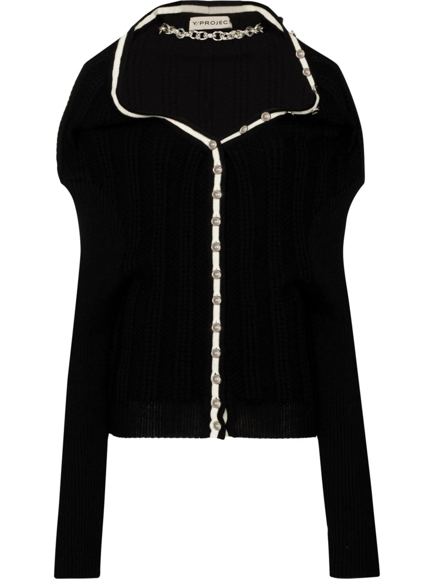 ruffle-detail ribbed-knit cardigan