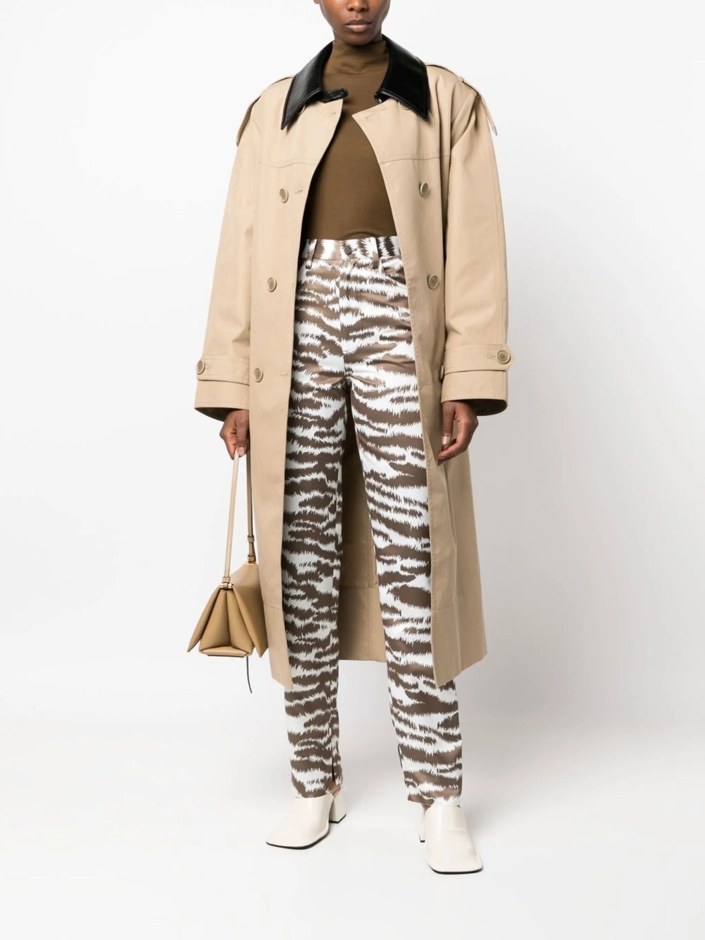 tiger-print straight-leg trousers
