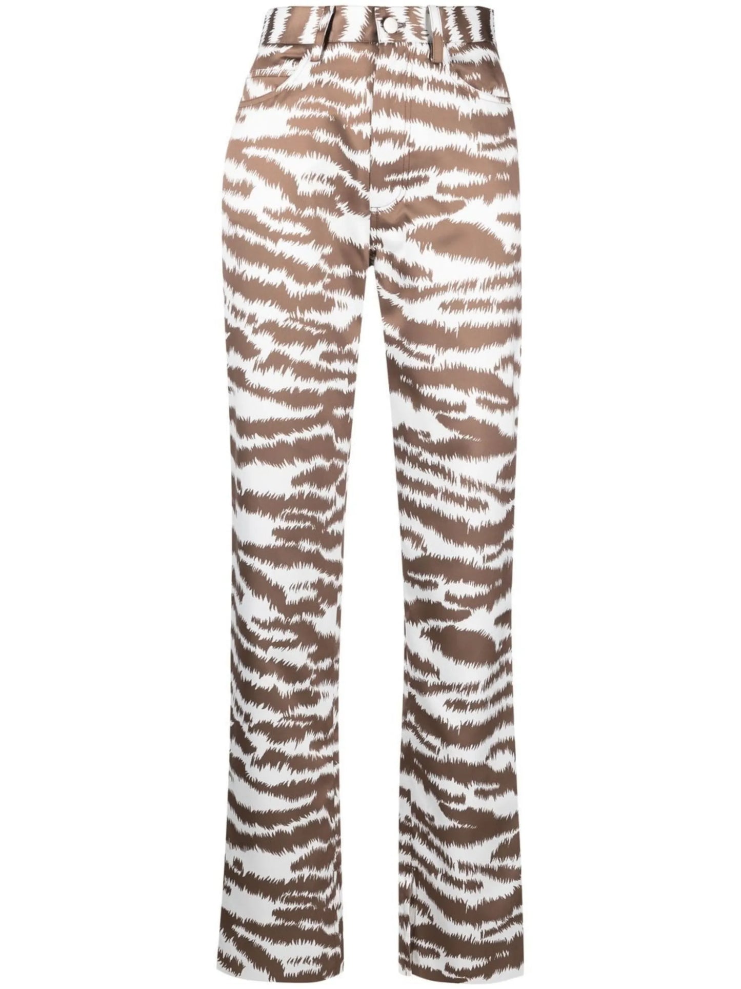tiger-print straight-leg trousers