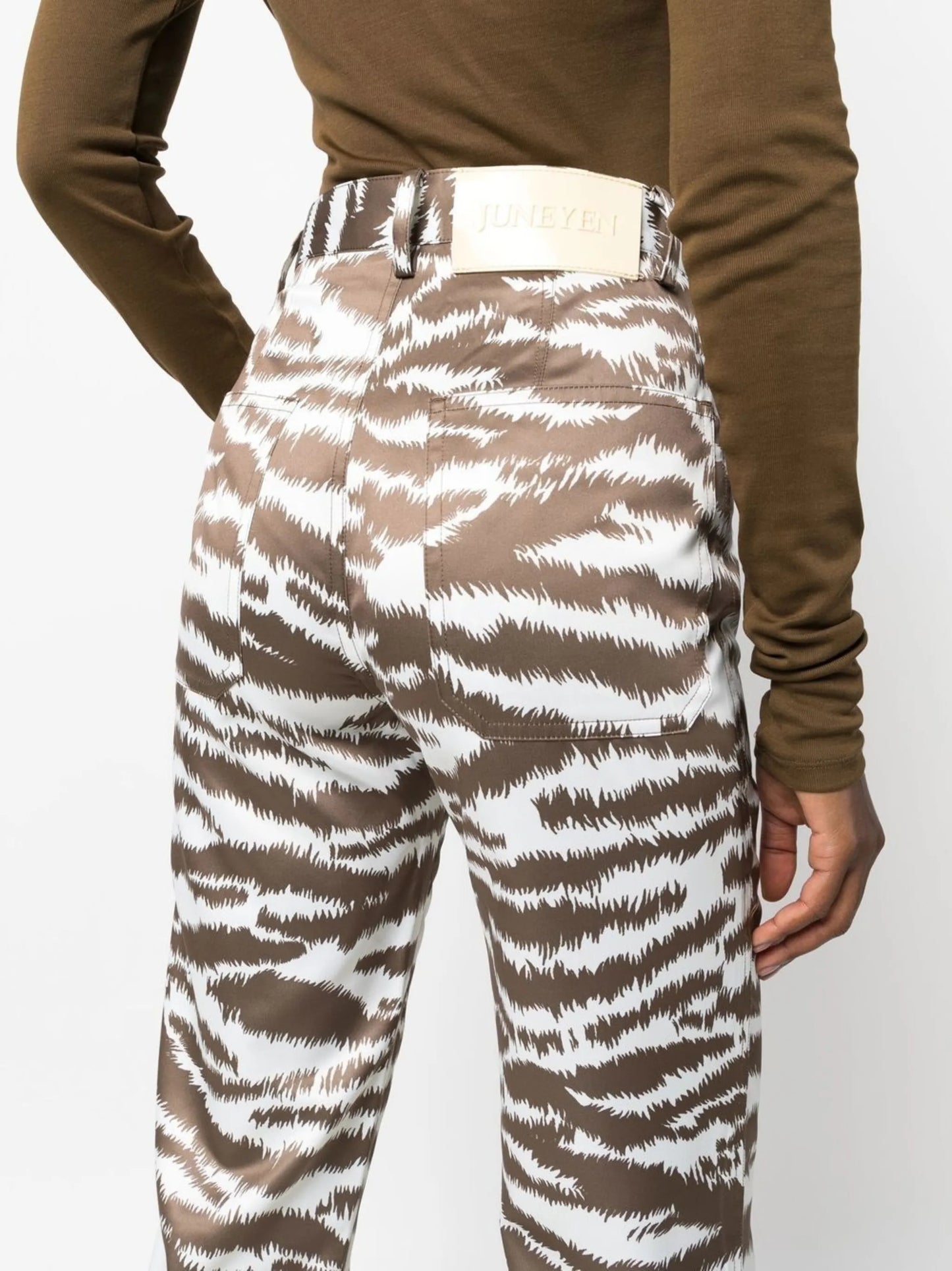 tiger-print straight-leg trousers