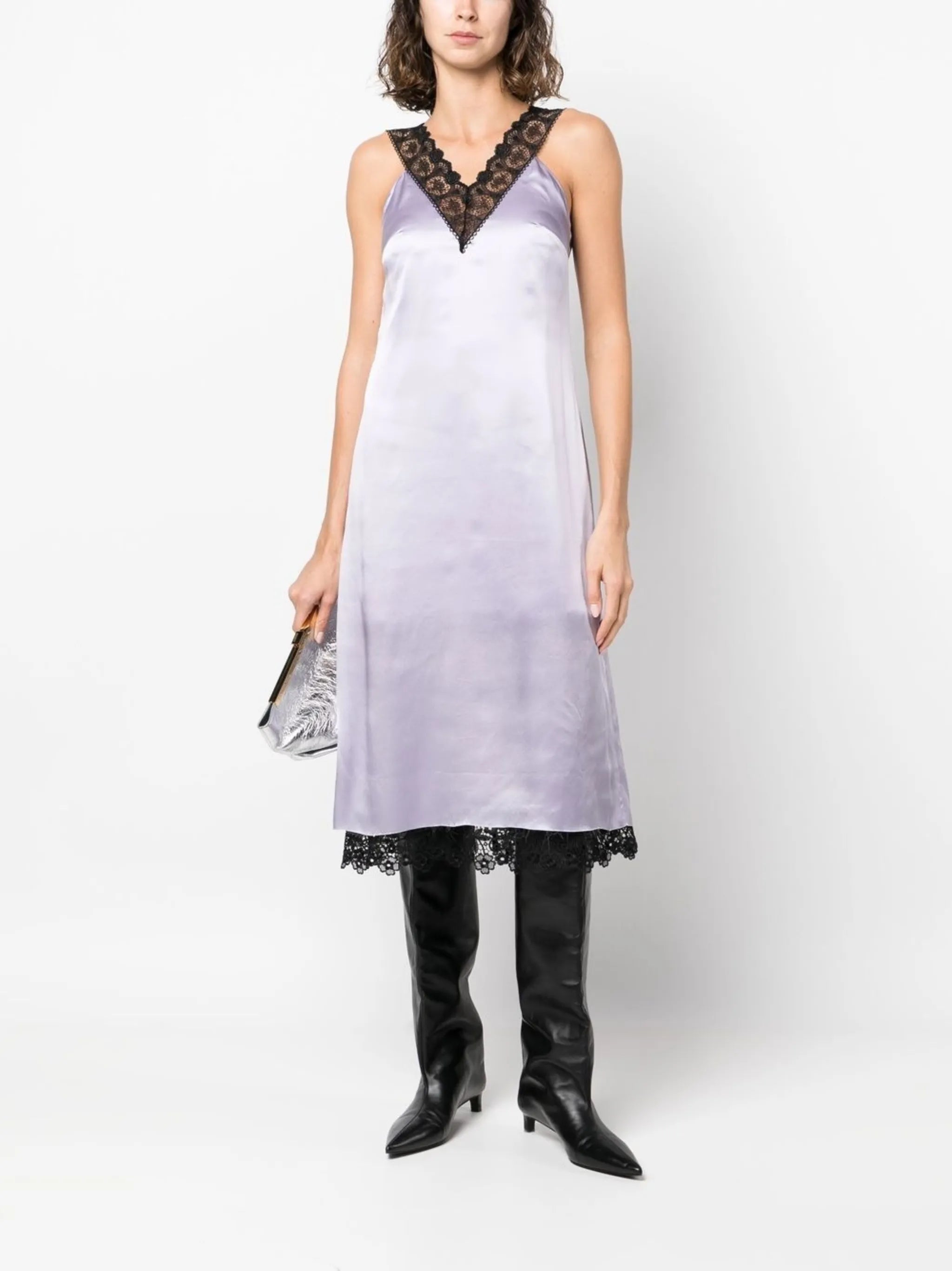 lace-trim slip dress