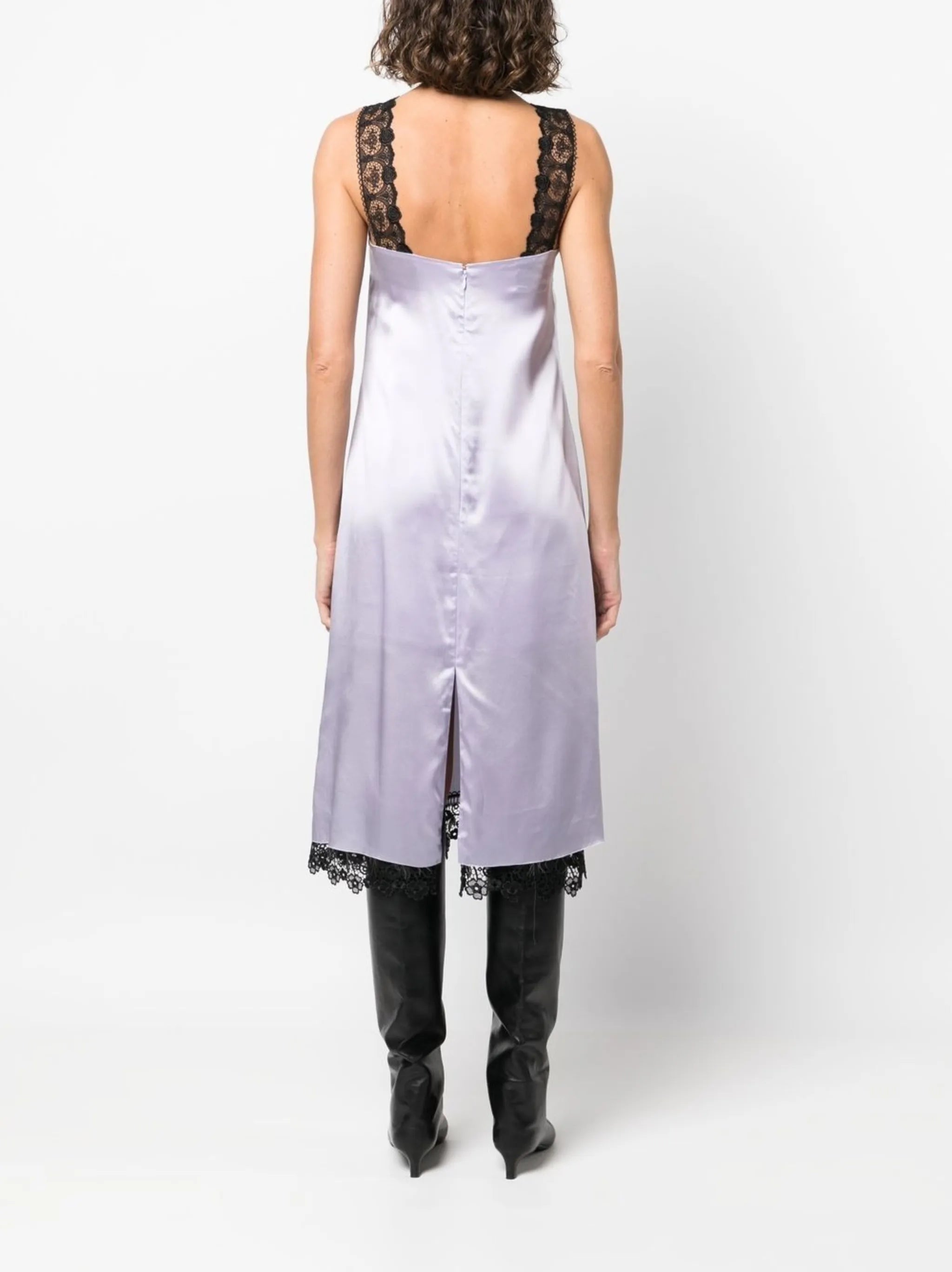 lace-trim slip dress