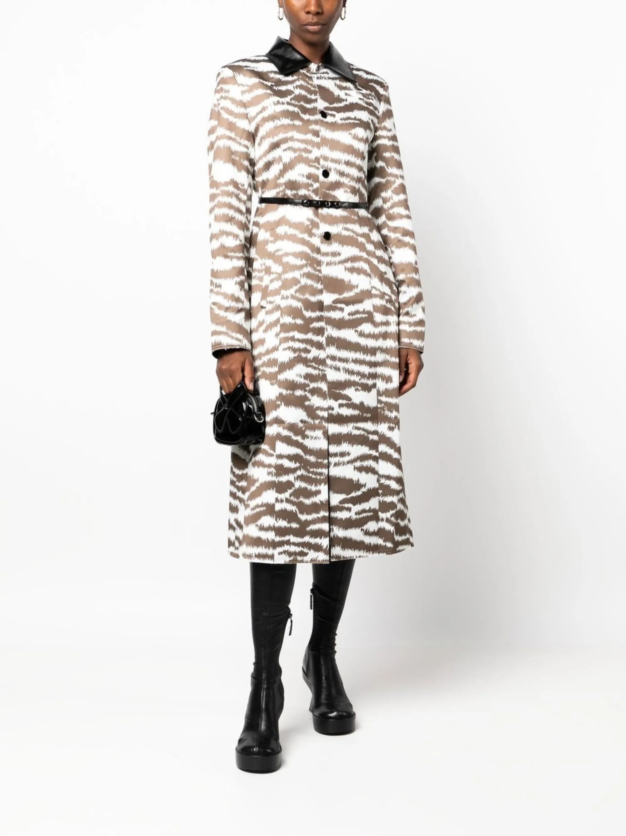 tiger-print belted coat