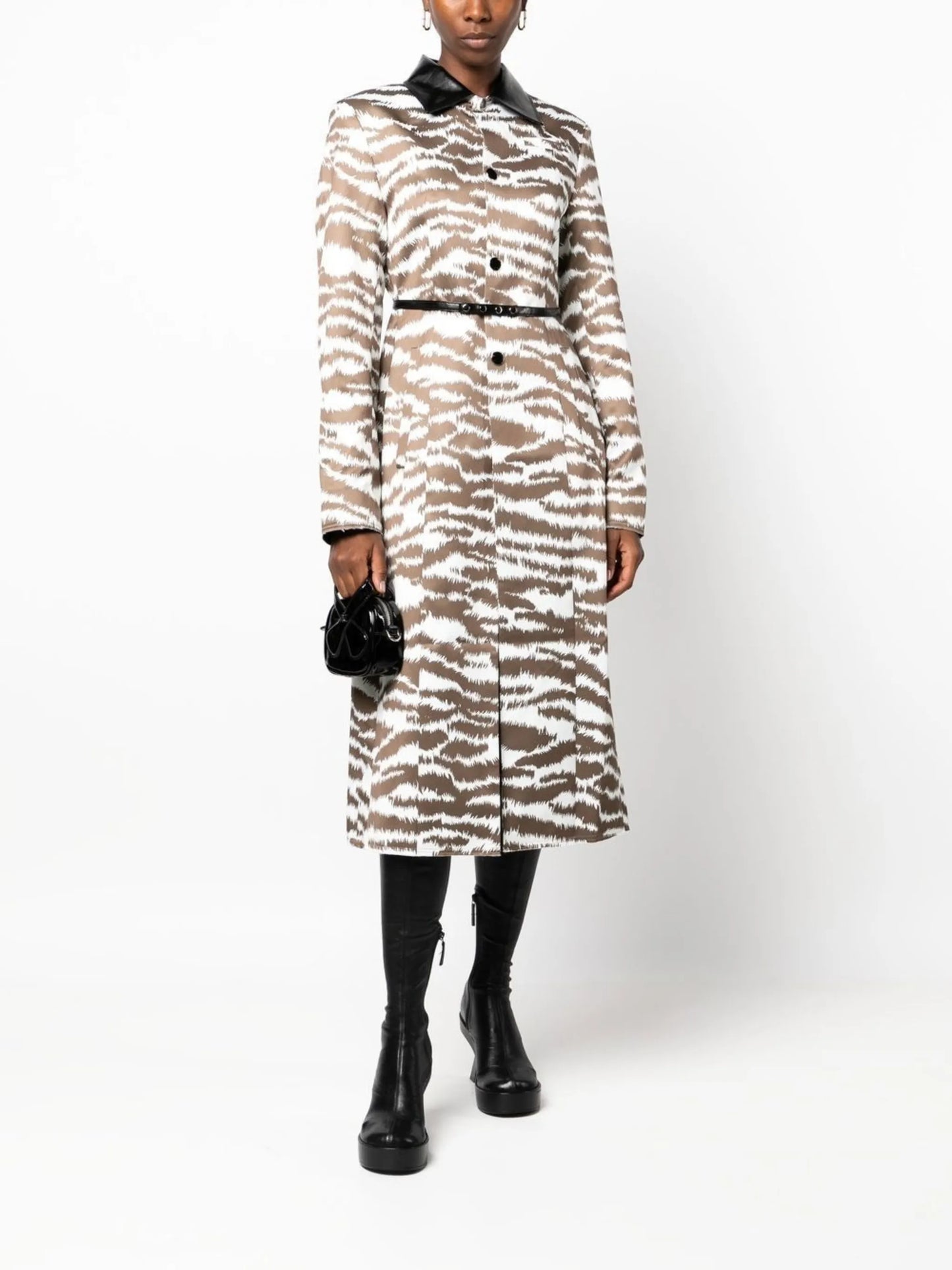 tiger-print belted coat