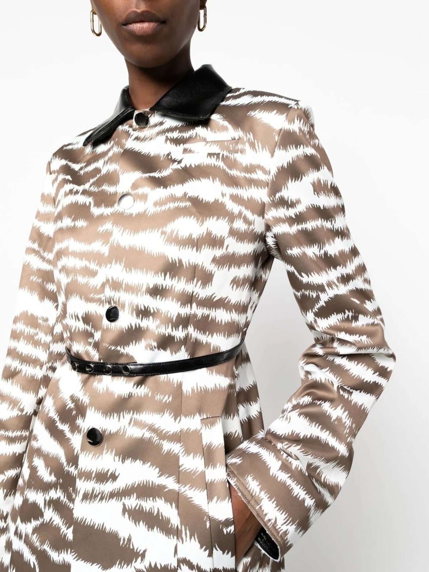 tiger-print belted coat